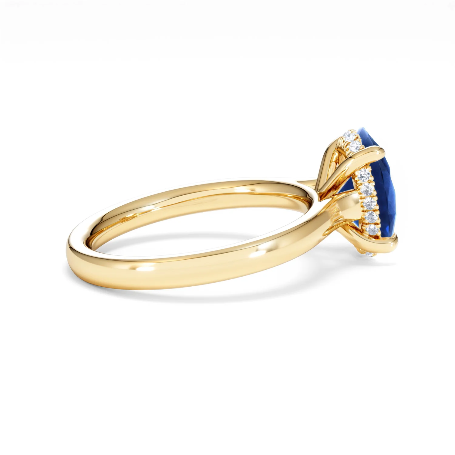 Amora Gem 2.00ct Oval Cut Lab Sapphire Hidden Halo Engagement Ring in 18K Yellow Gold - Image 32