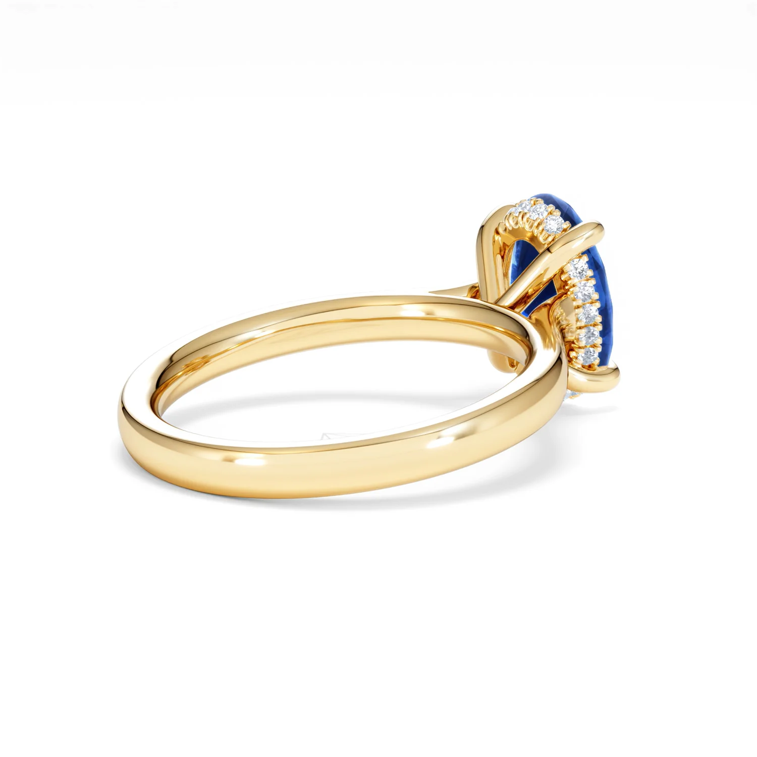 Amora Gem 2.00ct Oval Cut Lab Sapphire Hidden Halo Engagement Ring in 18K Yellow Gold - Image 38
