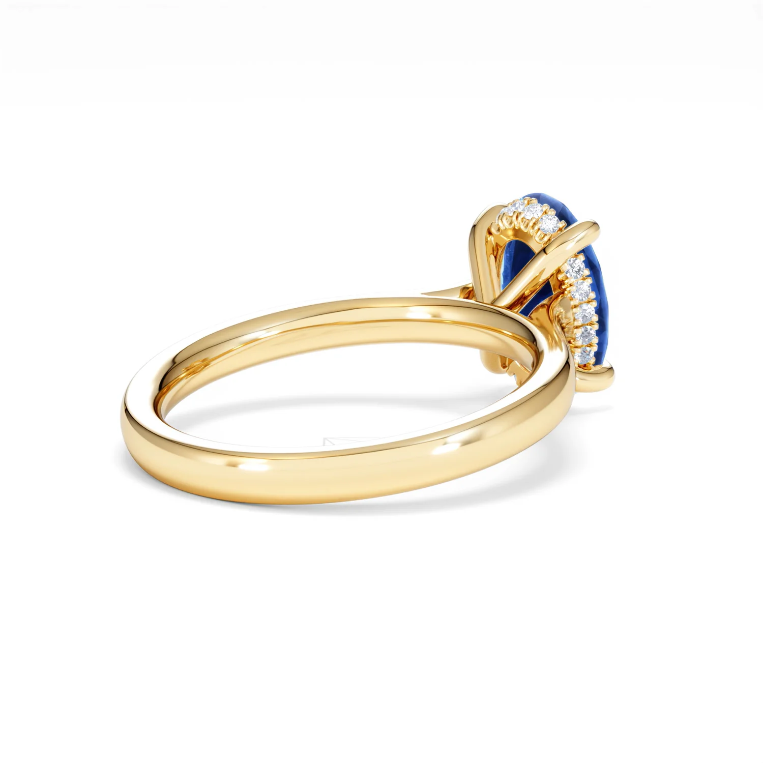 Amora Gem 2.00ct Oval Cut Lab Sapphire Hidden Halo Engagement Ring in 18K Yellow Gold - Image 39