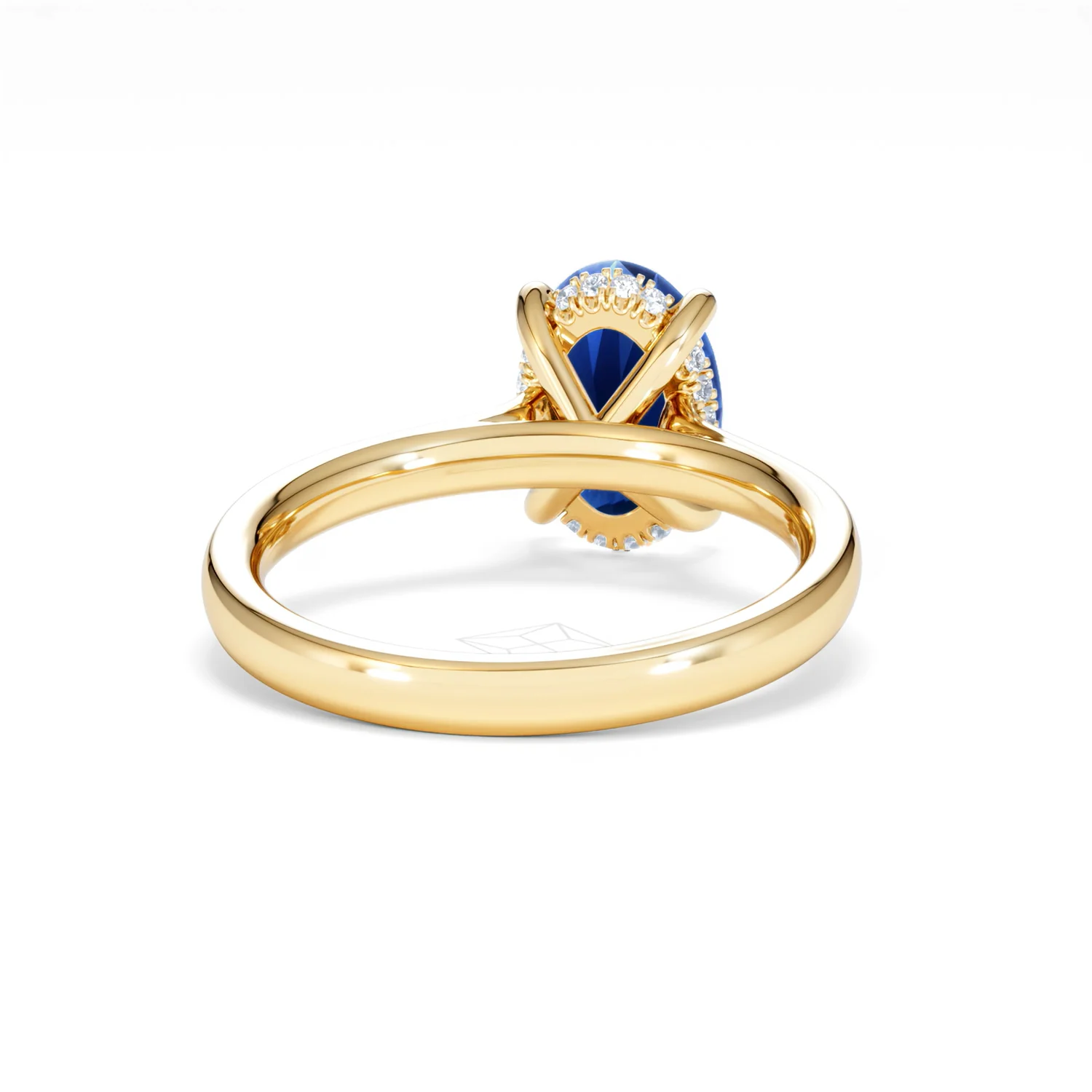 Amora Gem 2.00ct Oval Cut Lab Sapphire Hidden Halo Engagement Ring in 18K Yellow Gold - Image 46