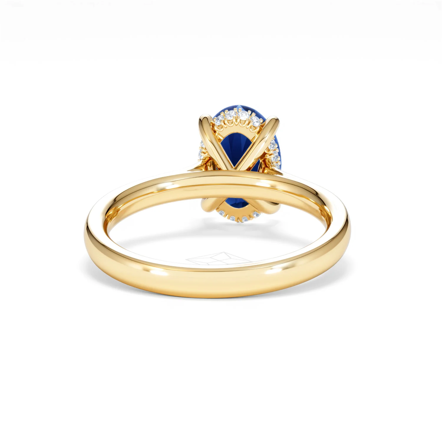Amora Gem 2.00ct Oval Cut Lab Sapphire Hidden Halo Engagement Ring in 18K Yellow Gold - Image 47