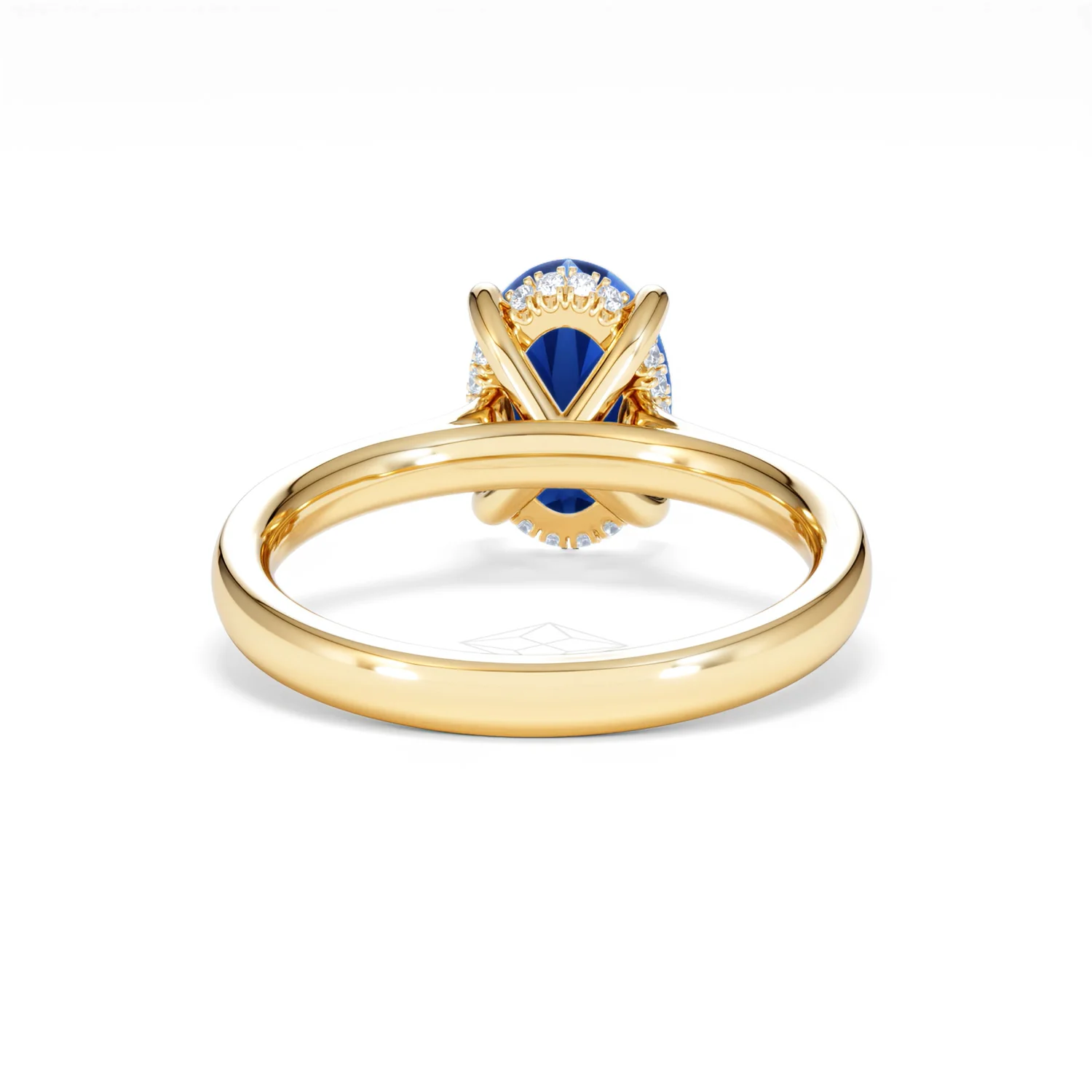 Amora Gem 2.00ct Oval Cut Lab Sapphire Hidden Halo Engagement Ring in 18K Yellow Gold - Image 48