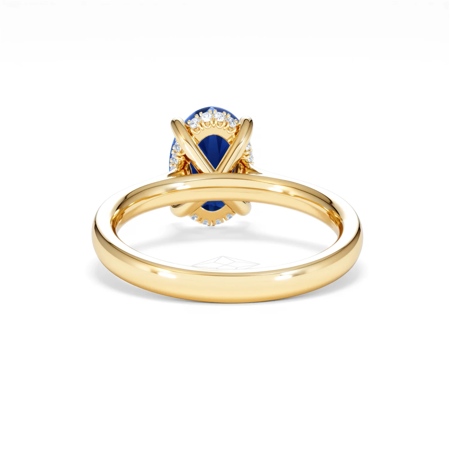 Amora Gem 2.00ct Oval Cut Lab Sapphire Hidden Halo Engagement Ring in 18K Yellow Gold - Image 50