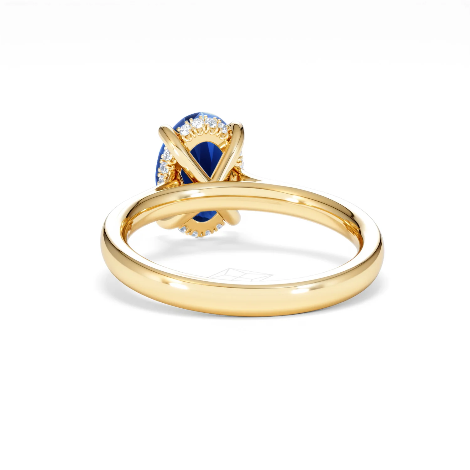 Amora Gem 2.00ct Oval Cut Lab Sapphire Hidden Halo Engagement Ring in 18K Yellow Gold - Image 52