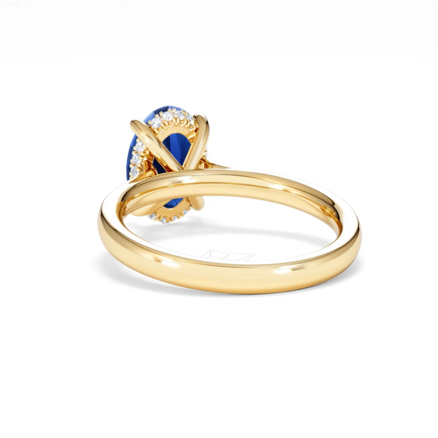 Amora Gem 2.00ct Oval Cut Lab Sapphire Hidden Halo Engagement Ring in 18K Yellow Gold - Image 54