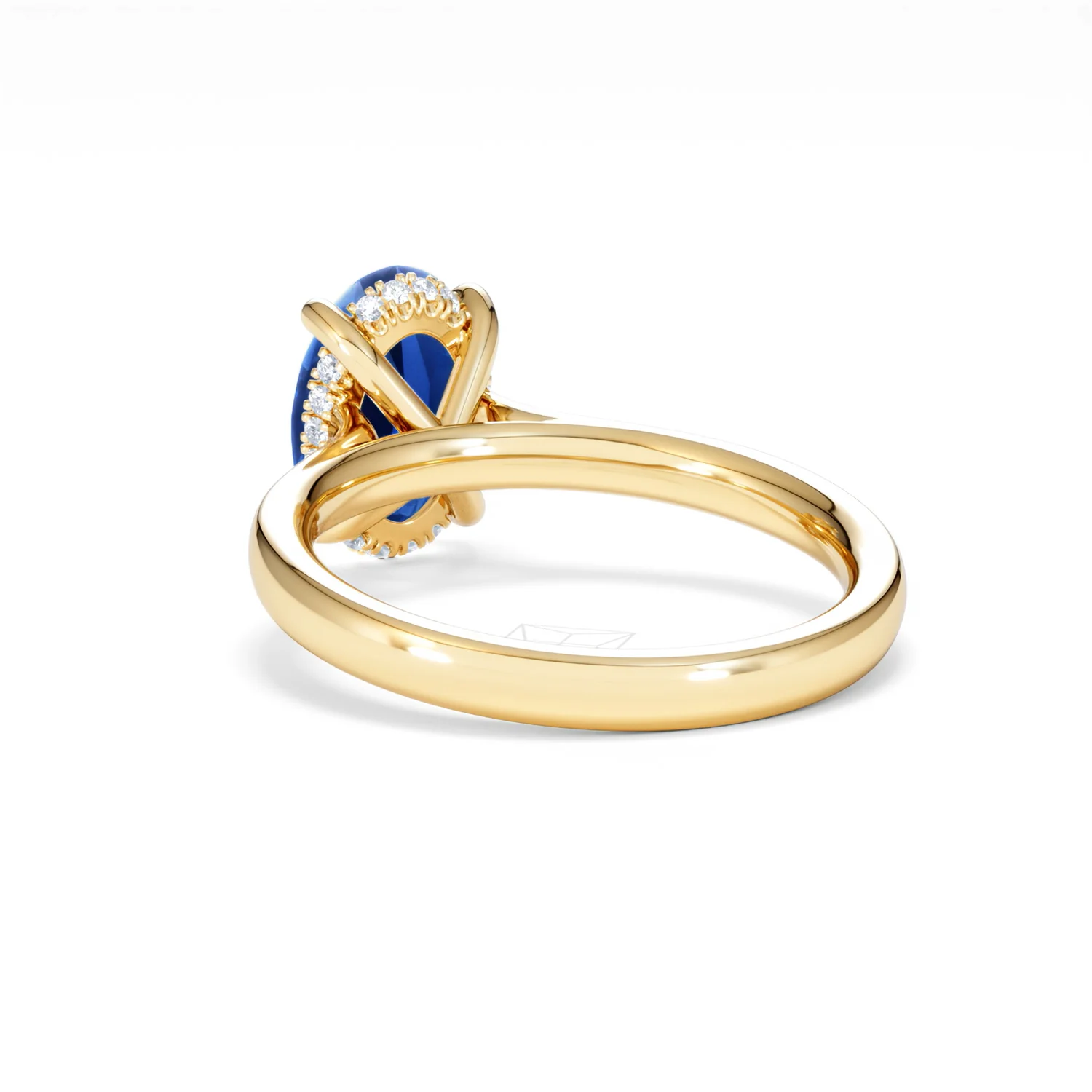 Amora Gem 2.00ct Oval Cut Lab Sapphire Hidden Halo Engagement Ring in 18K Yellow Gold - Image 55