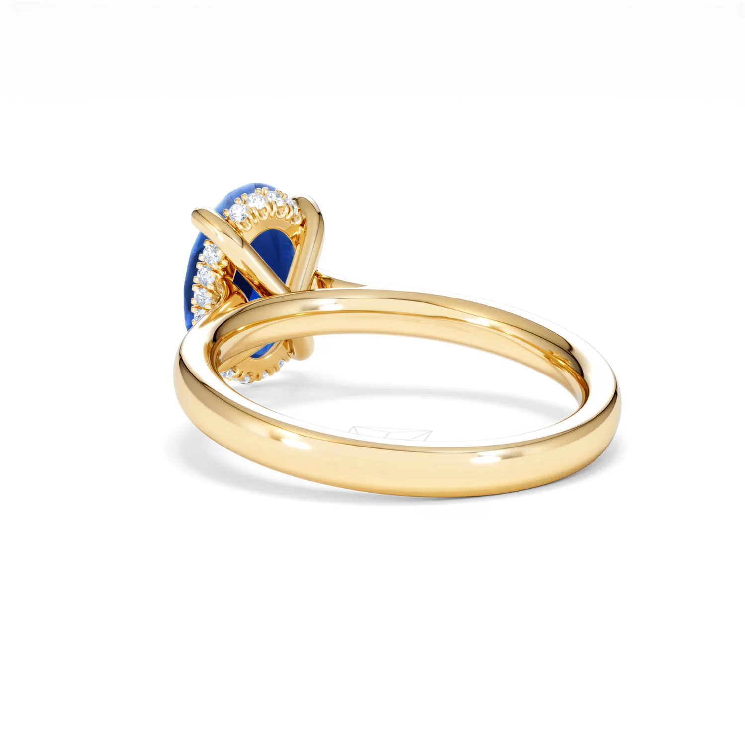 Amora Gem 2.00ct Oval Cut Lab Sapphire Hidden Halo Engagement Ring in 18K Yellow Gold - Image 56