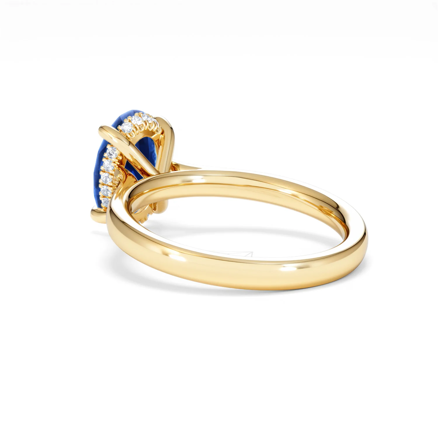 Amora Gem 2.00ct Oval Cut Lab Sapphire Hidden Halo Engagement Ring in 18K Yellow Gold - Image 58