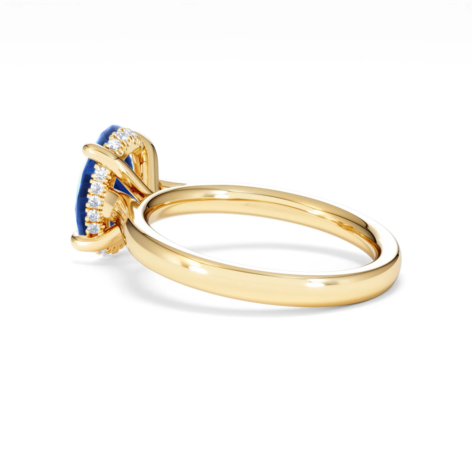 Amora Gem 2.00ct Oval Cut Lab Sapphire Hidden Halo Engagement Ring in 18K Yellow Gold - Image 62