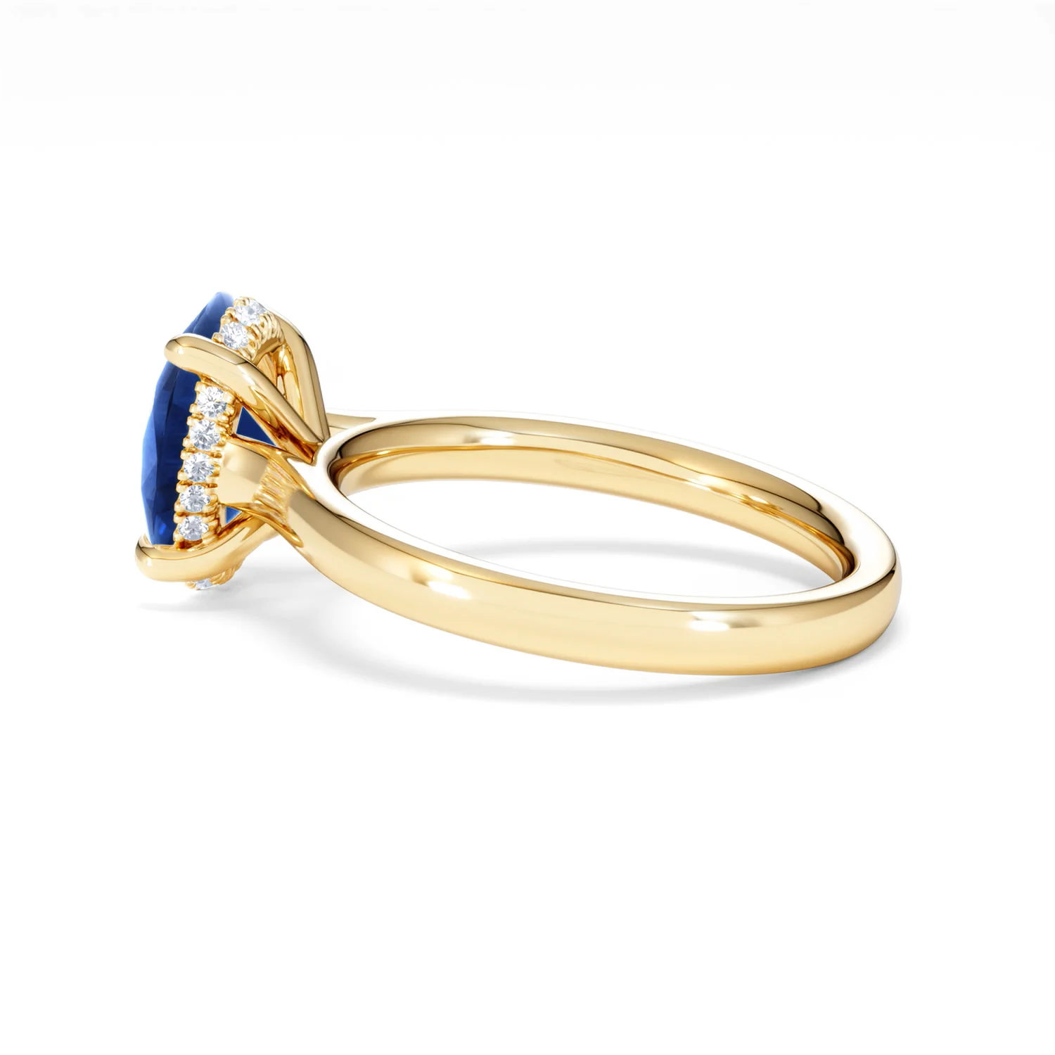 Amora Gem 2.00ct Oval Cut Lab Sapphire Hidden Halo Engagement Ring in 18K Yellow Gold - Image 65