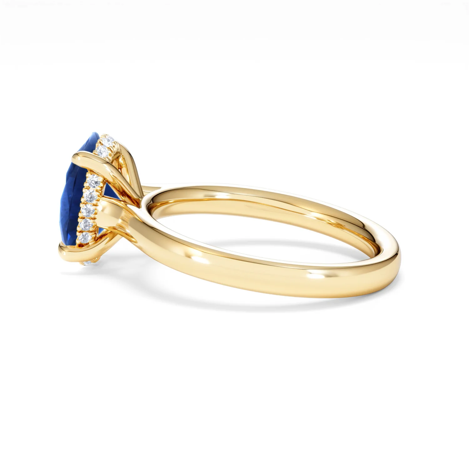 Amora Gem 2.00ct Oval Cut Lab Sapphire Hidden Halo Engagement Ring in 18K Yellow Gold - Image 66