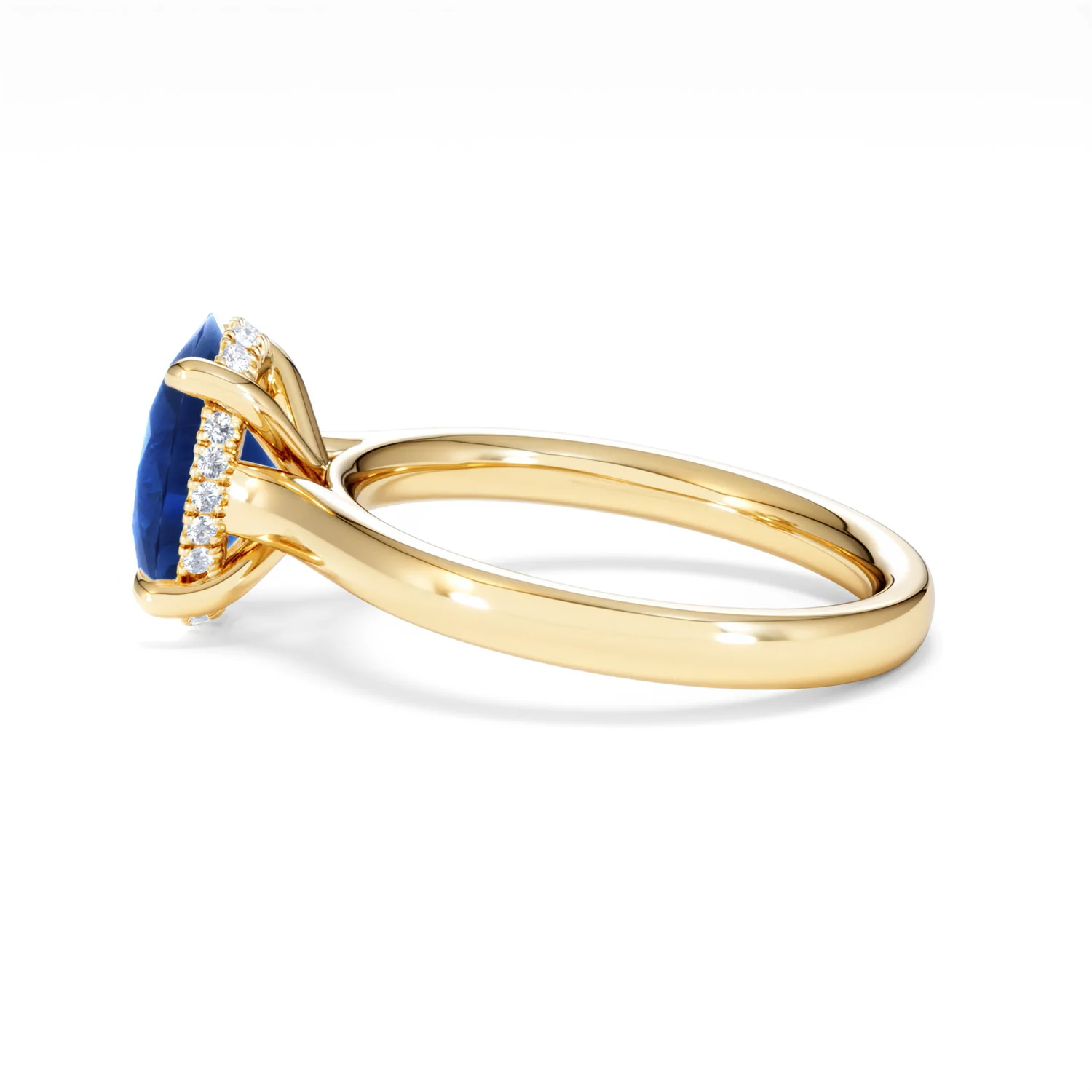 Amora Gem 2.00ct Oval Cut Lab Sapphire Hidden Halo Engagement Ring in 18K Yellow Gold - Image 67