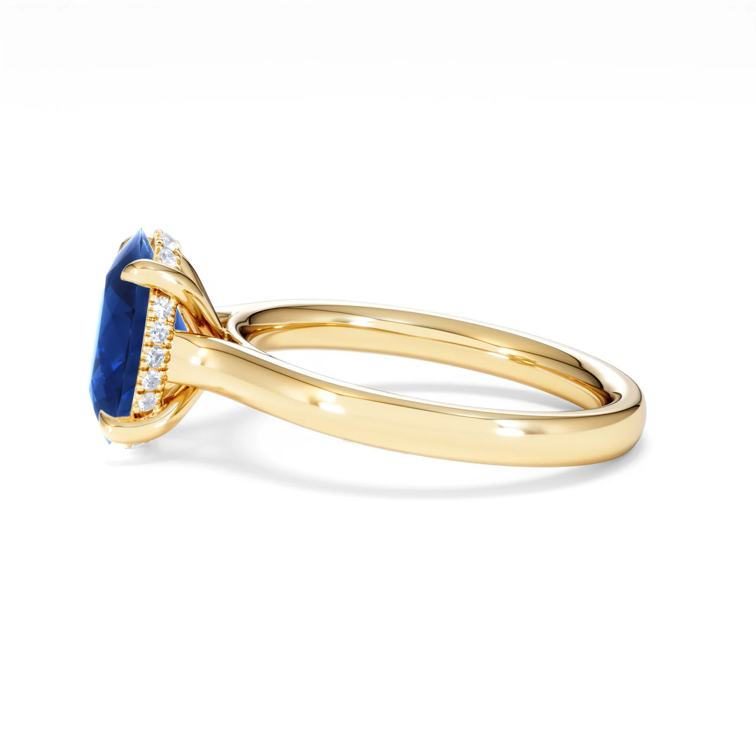 Amora Gem 2.00ct Oval Cut Lab Sapphire Hidden Halo Engagement Ring in 18K Yellow Gold - Image 70