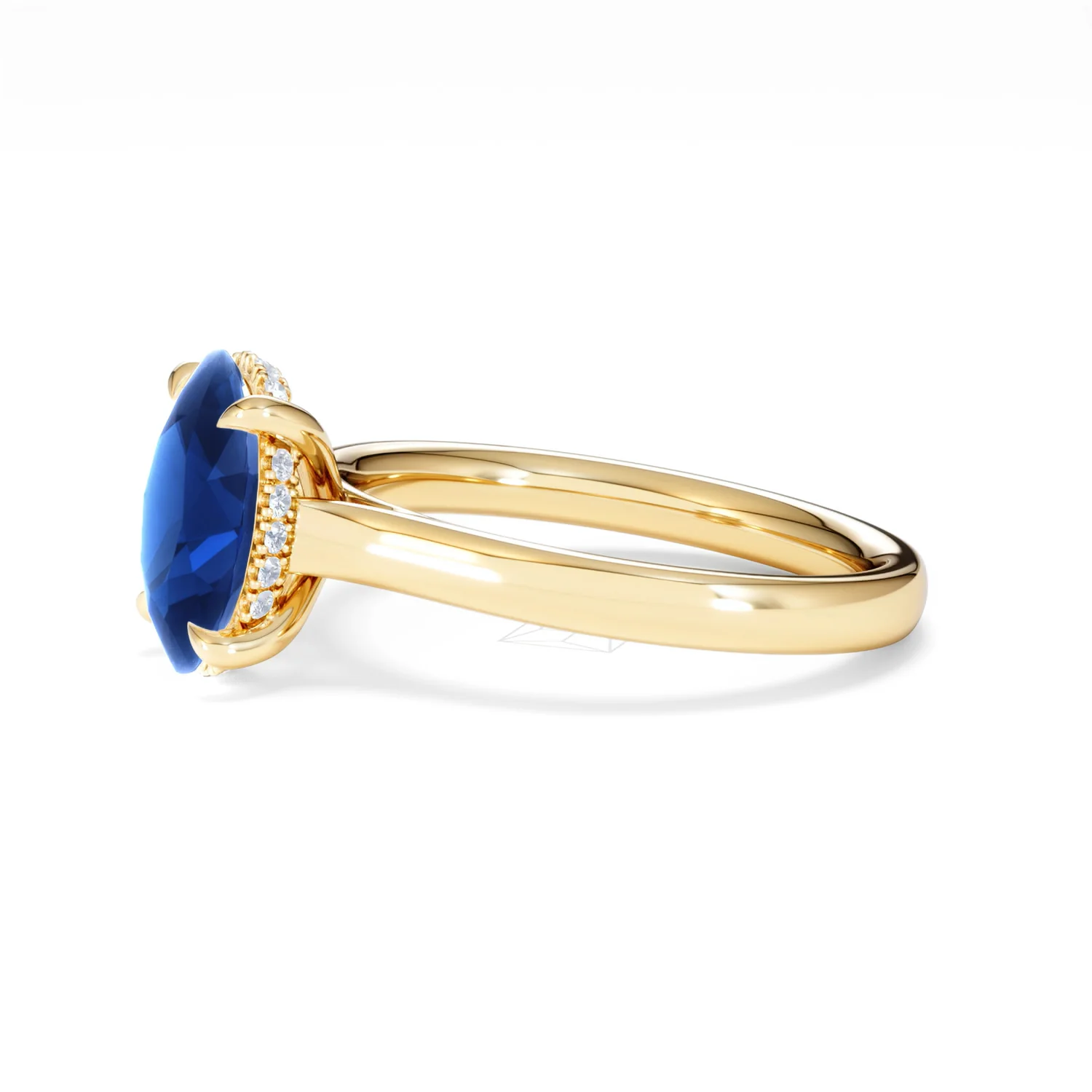 Amora Gem 2.00ct Oval Cut Lab Sapphire Hidden Halo Engagement Ring in 18K Yellow Gold - Image 74