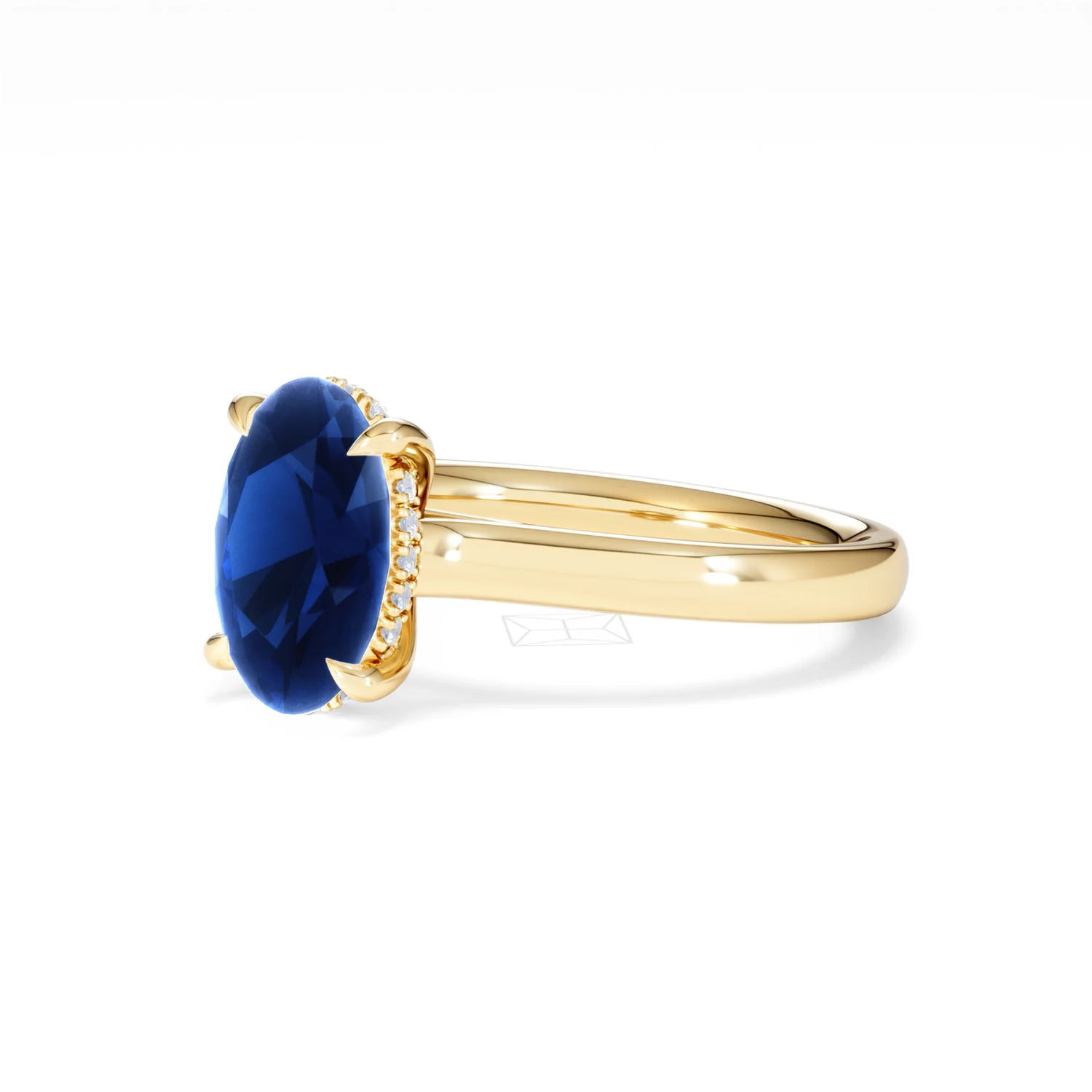 Amora Gem 2.00ct Oval Cut Lab Sapphire Hidden Halo Engagement Ring in 18K Yellow Gold - Image 80
