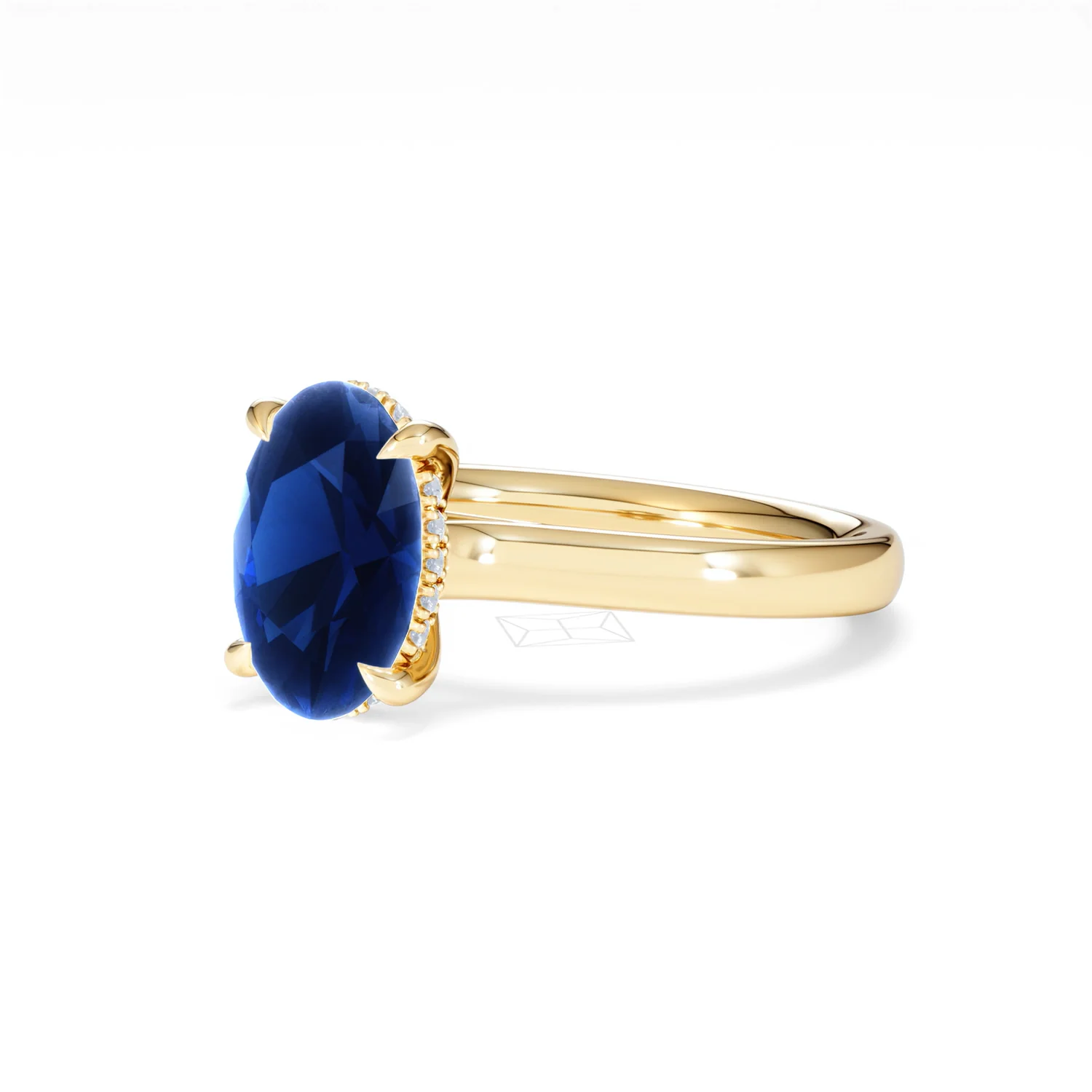 Amora Gem 2.00ct Oval Cut Lab Sapphire Hidden Halo Engagement Ring in 18K Yellow Gold - Image 81