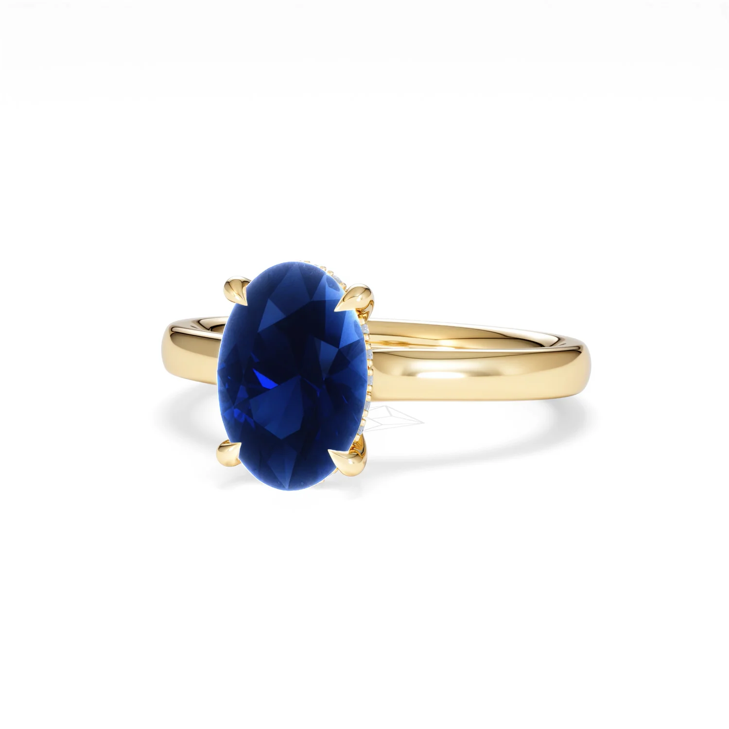 Amora Gem 2.00ct Oval Cut Lab Sapphire Hidden Halo Engagement Ring in 18K Yellow Gold - Image 85
