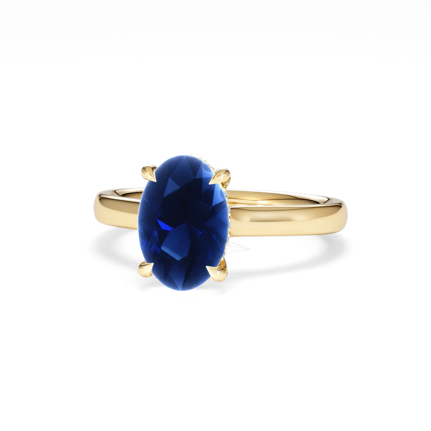 Amora Gem 2.00ct Oval Cut Lab Sapphire Hidden Halo Engagement Ring in 18K Yellow Gold - Image 86