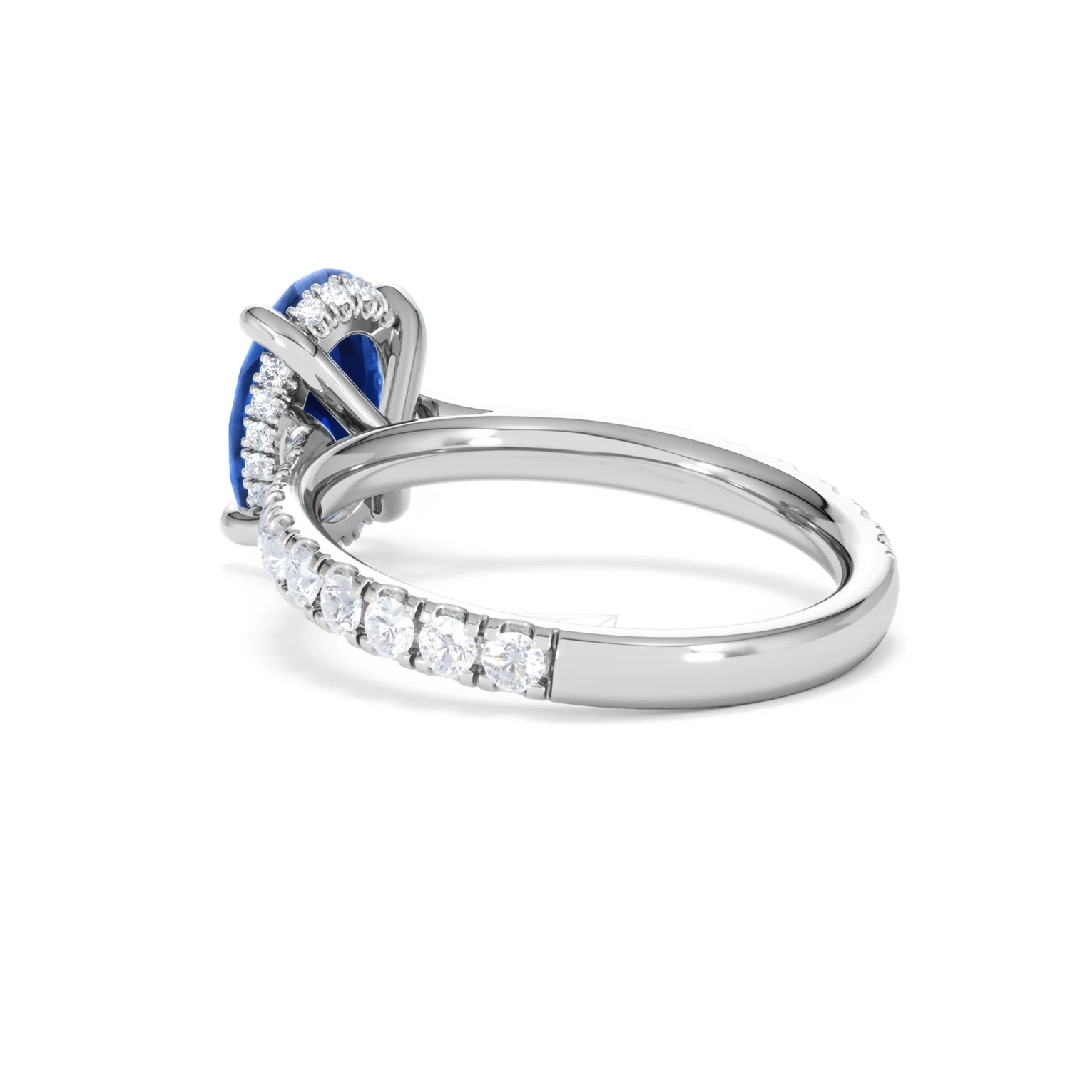 Amora Gem 2.00ct Oval Cut Lab Sapphire Hidden Halo Engagement Ring with Side Stones in 18K White Gold - Image 58