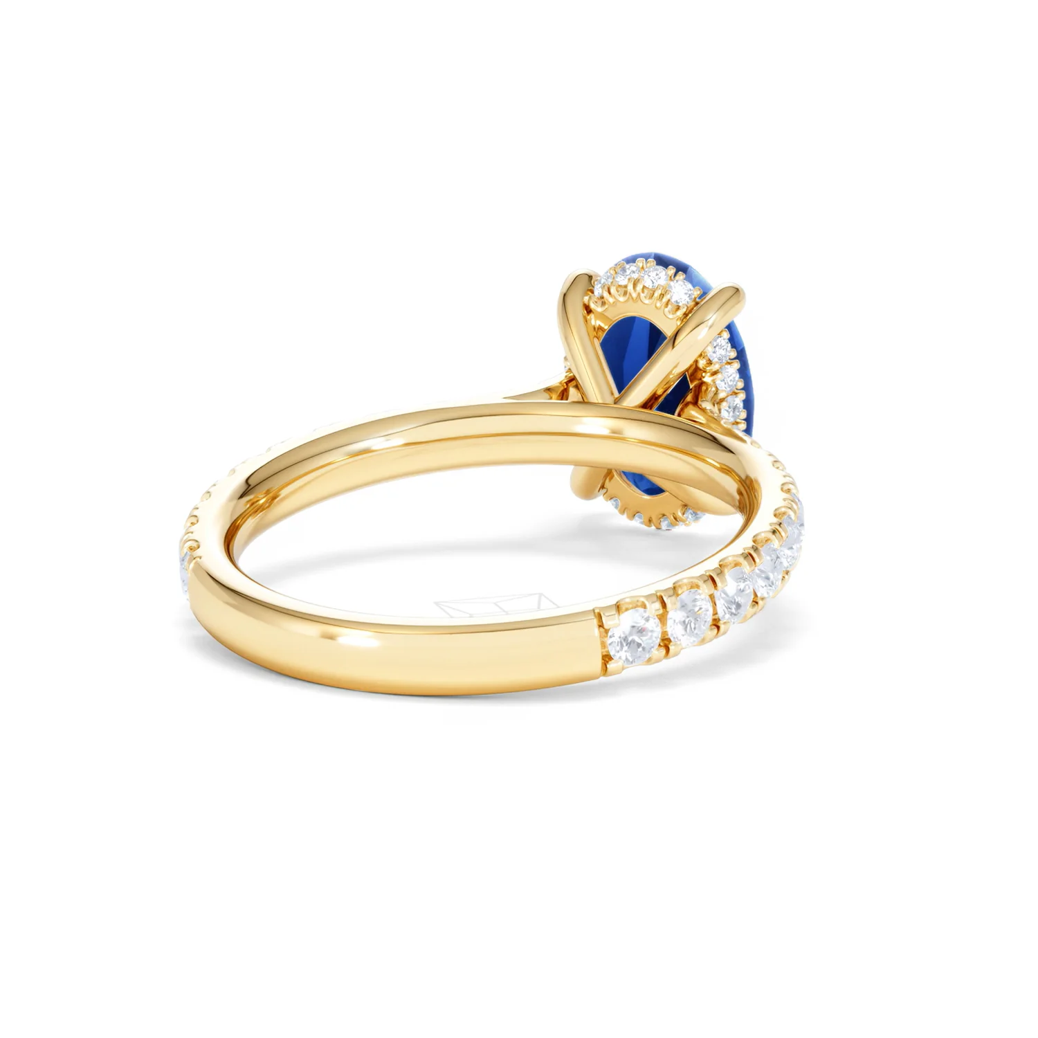 Amora Gem 2.00ct Oval Cut Lab Sapphire Hidden Halo Engagement Ring with Side Stones in 18K Yellow Gold - Image 43