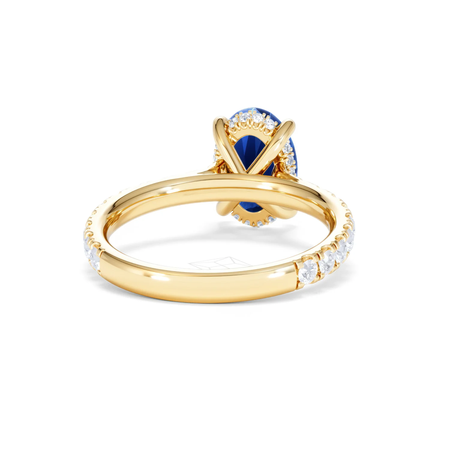 Amora Gem 2.00ct Oval Cut Lab Sapphire Hidden Halo Engagement Ring with Side Stones in 18K Yellow Gold - Image 46