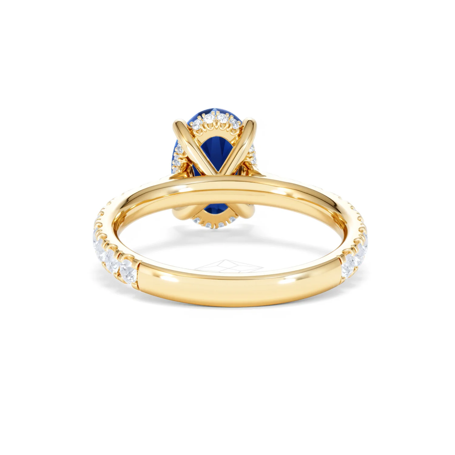 Amora Gem 2.00ct Oval Cut Lab Sapphire Hidden Halo Engagement Ring with Side Stones in 18K Yellow Gold - Image 50