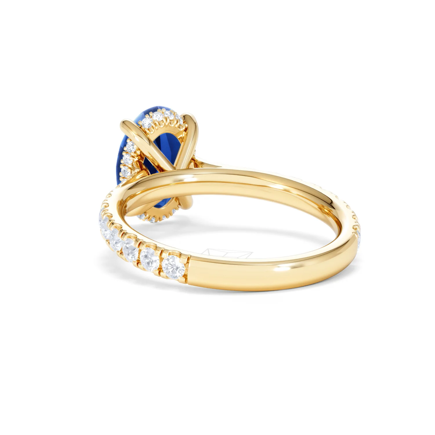 Amora Gem 2.00ct Oval Cut Lab Sapphire Hidden Halo Engagement Ring with Side Stones in 18K Yellow Gold - Image 55