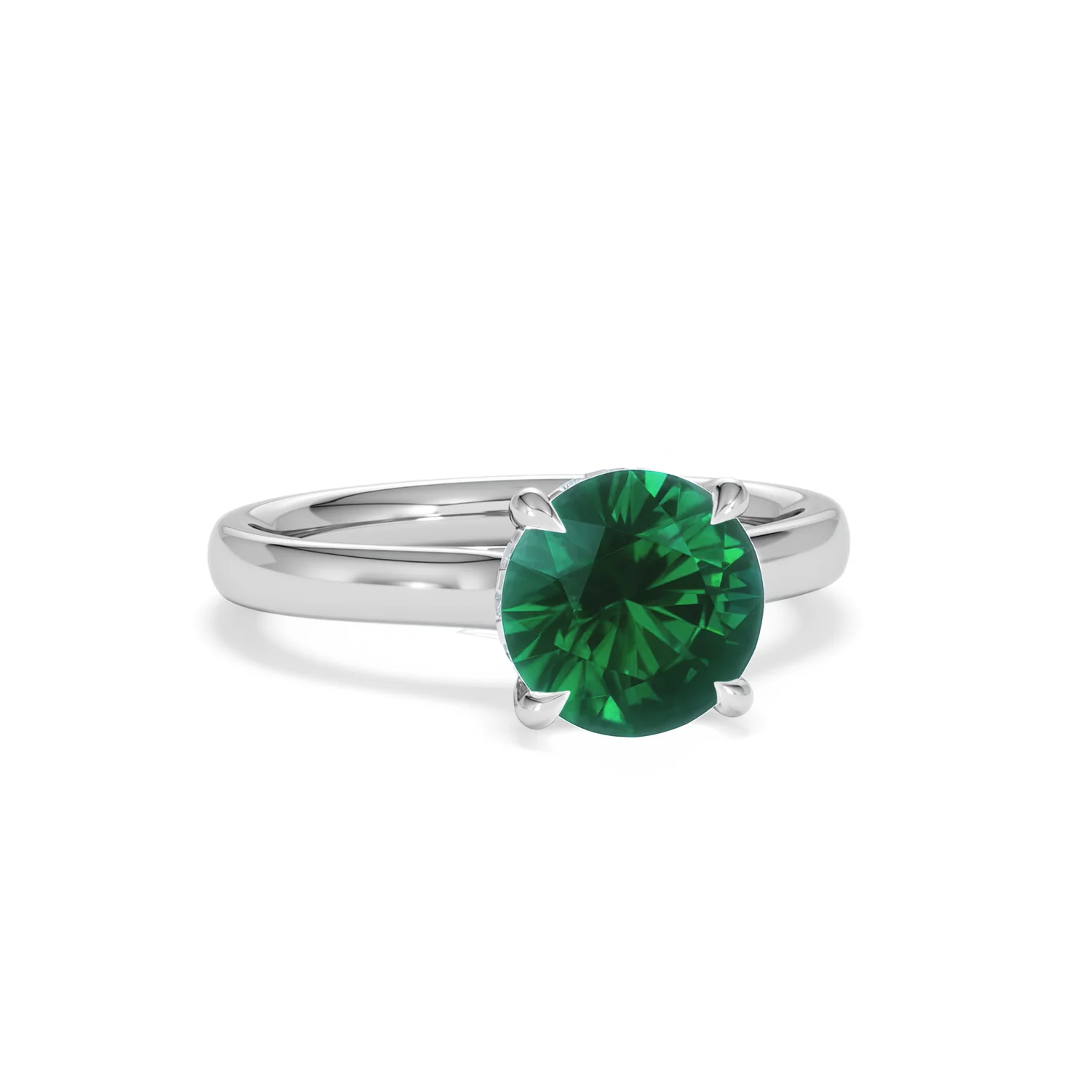 Amora Gem 2.00ct Round Cut Lab Emerald Hidden Halo Engagement Ring in 18K White Gold - Image 11