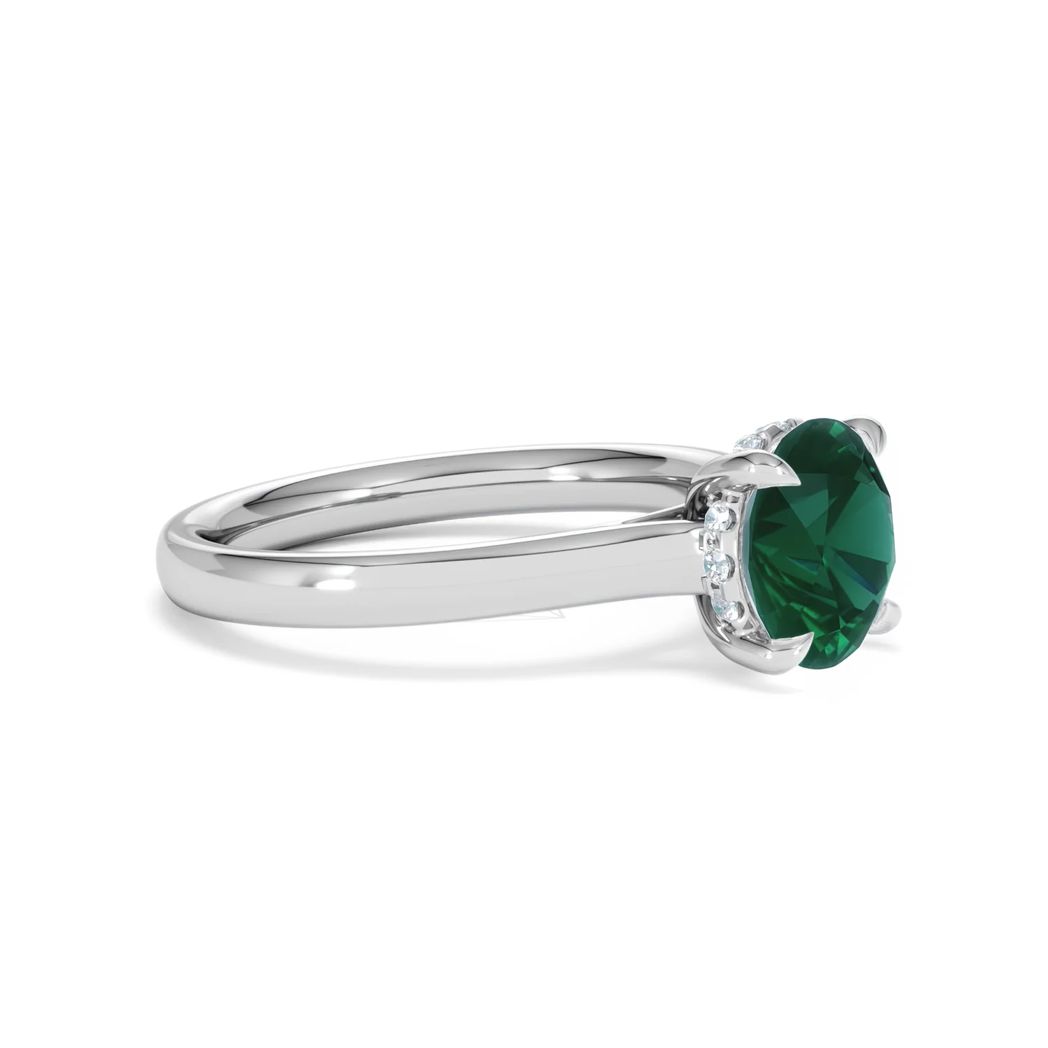 Amora Gem 2.00ct Round Cut Lab Emerald Hidden Halo Engagement Ring in 18K White Gold - Image 20