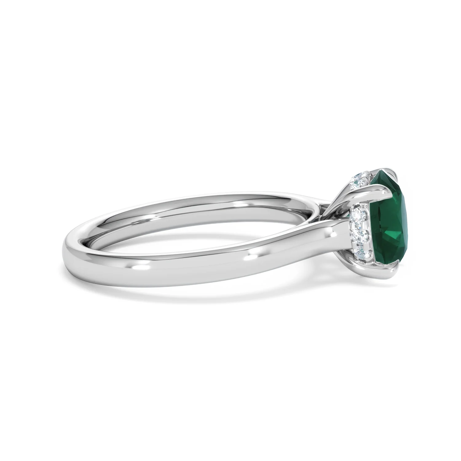 Amora Gem 2.00ct Round Cut Lab Emerald Hidden Halo Engagement Ring in 18K White Gold - Image 26