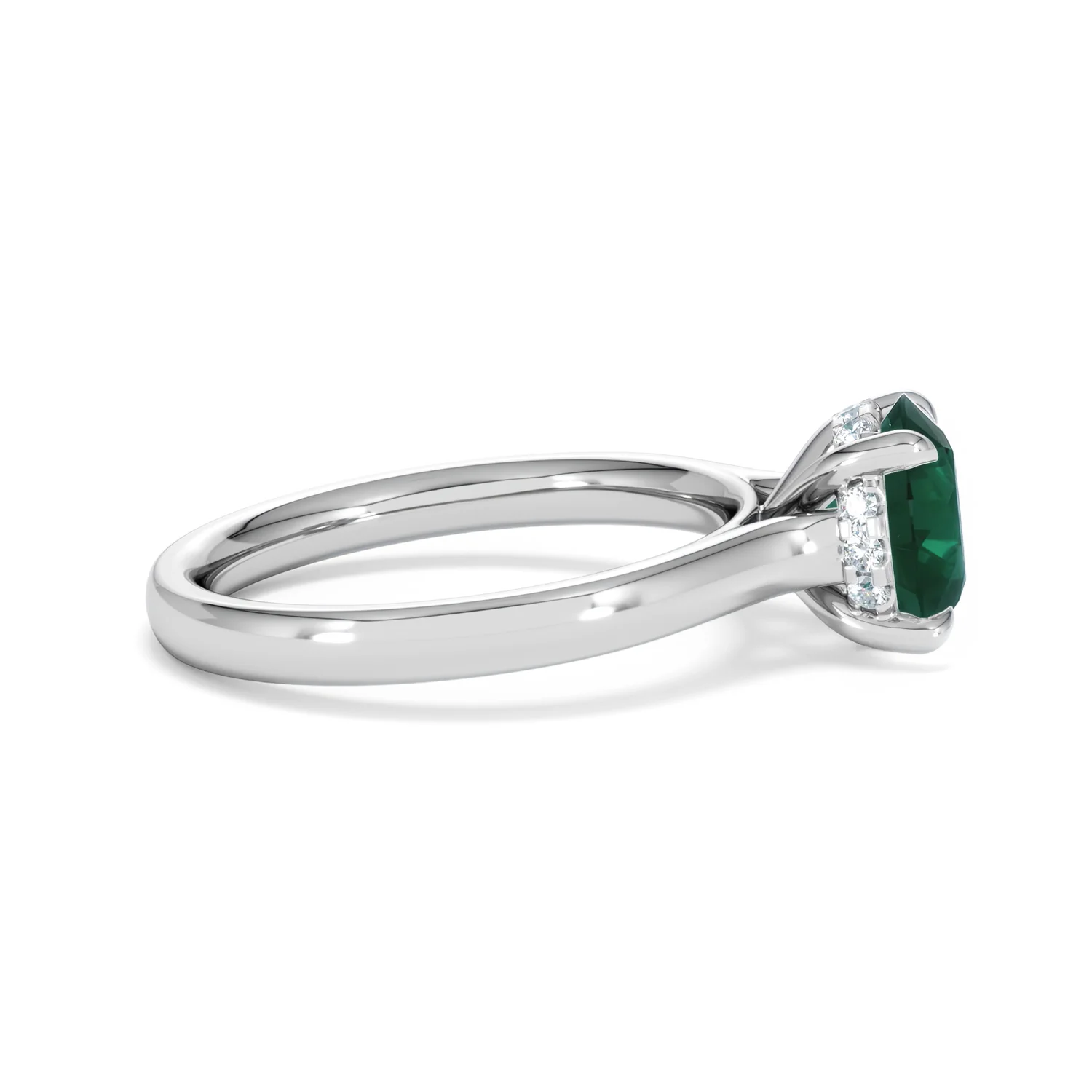 Amora Gem 2.00ct Round Cut Lab Emerald Hidden Halo Engagement Ring in 18K White Gold - Image 27