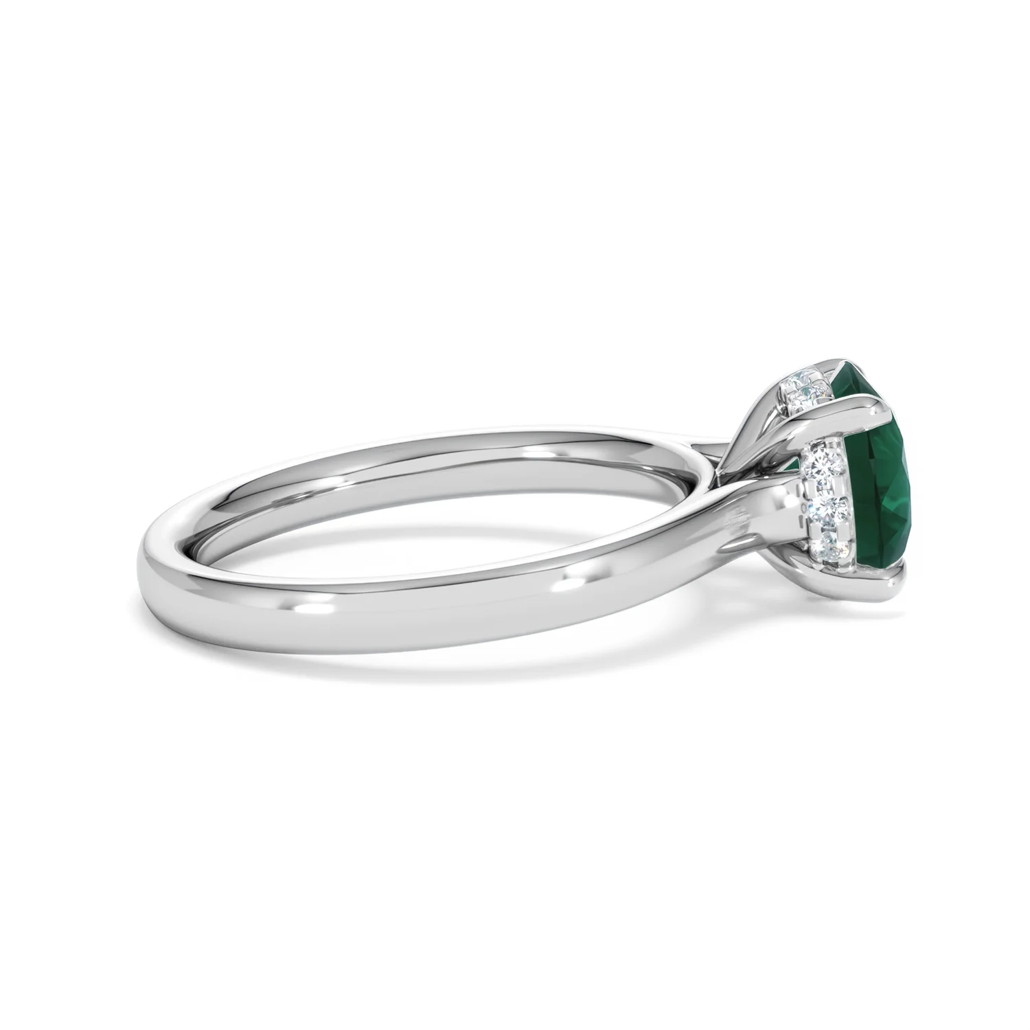 Amora Gem 2.00ct Round Cut Lab Emerald Hidden Halo Engagement Ring in 18K White Gold - Image 29