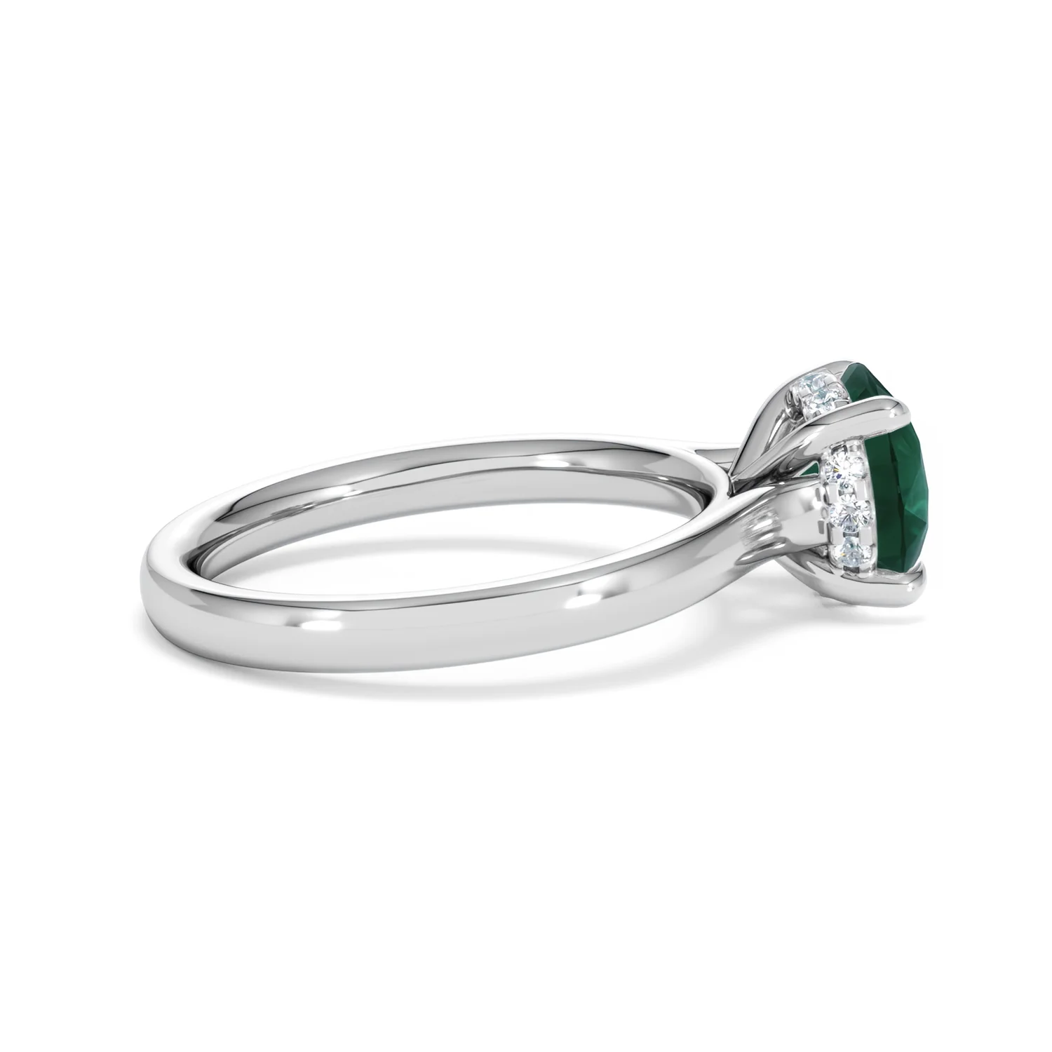 Amora Gem 2.00ct Round Cut Lab Emerald Hidden Halo Engagement Ring in 18K White Gold - Image 30