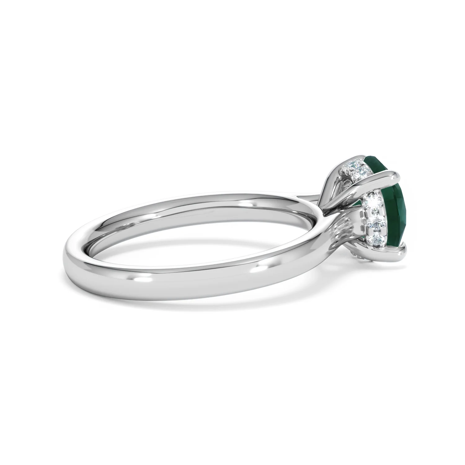 Amora Gem 2.00ct Round Cut Lab Emerald Hidden Halo Engagement Ring in 18K White Gold - Image 32