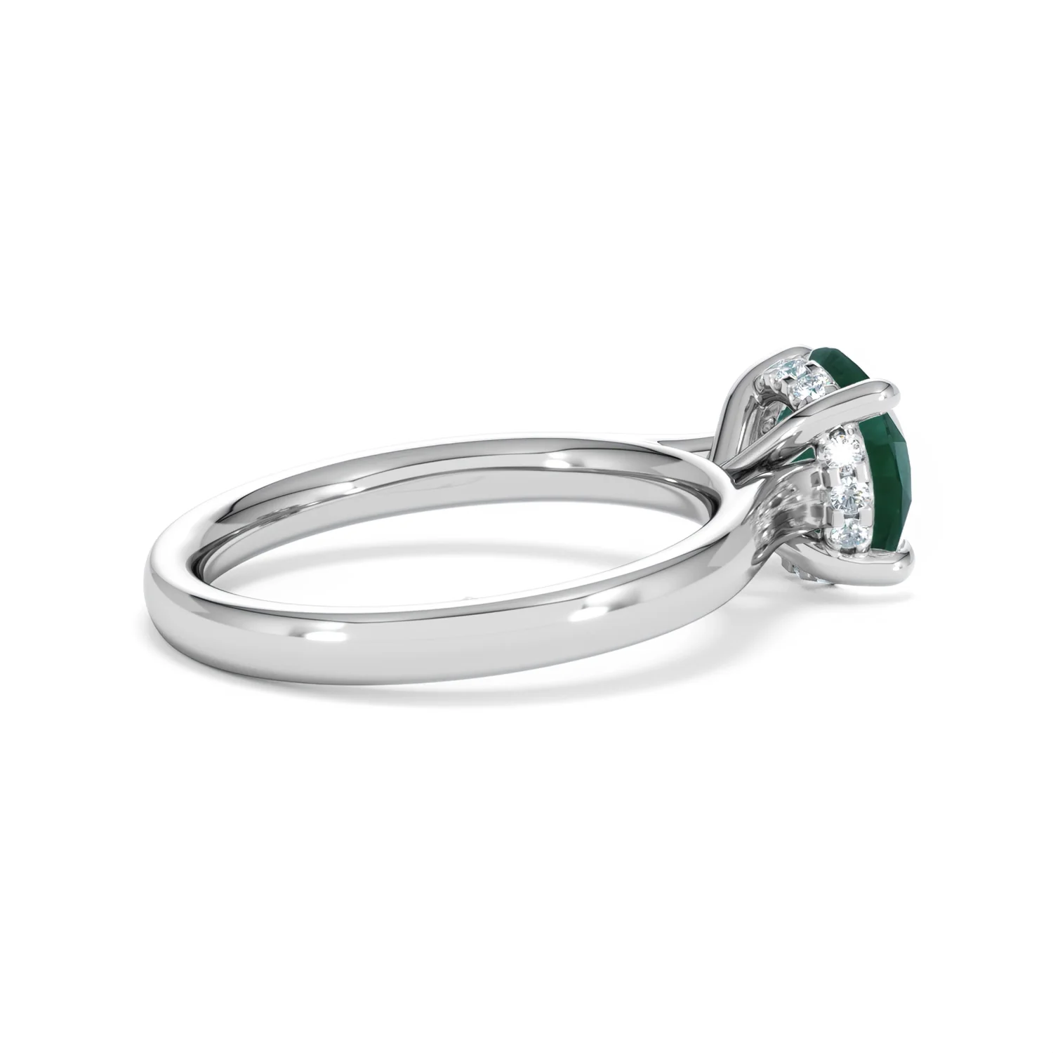 Amora Gem 2.00ct Round Cut Lab Emerald Hidden Halo Engagement Ring in 18K White Gold - Image 33
