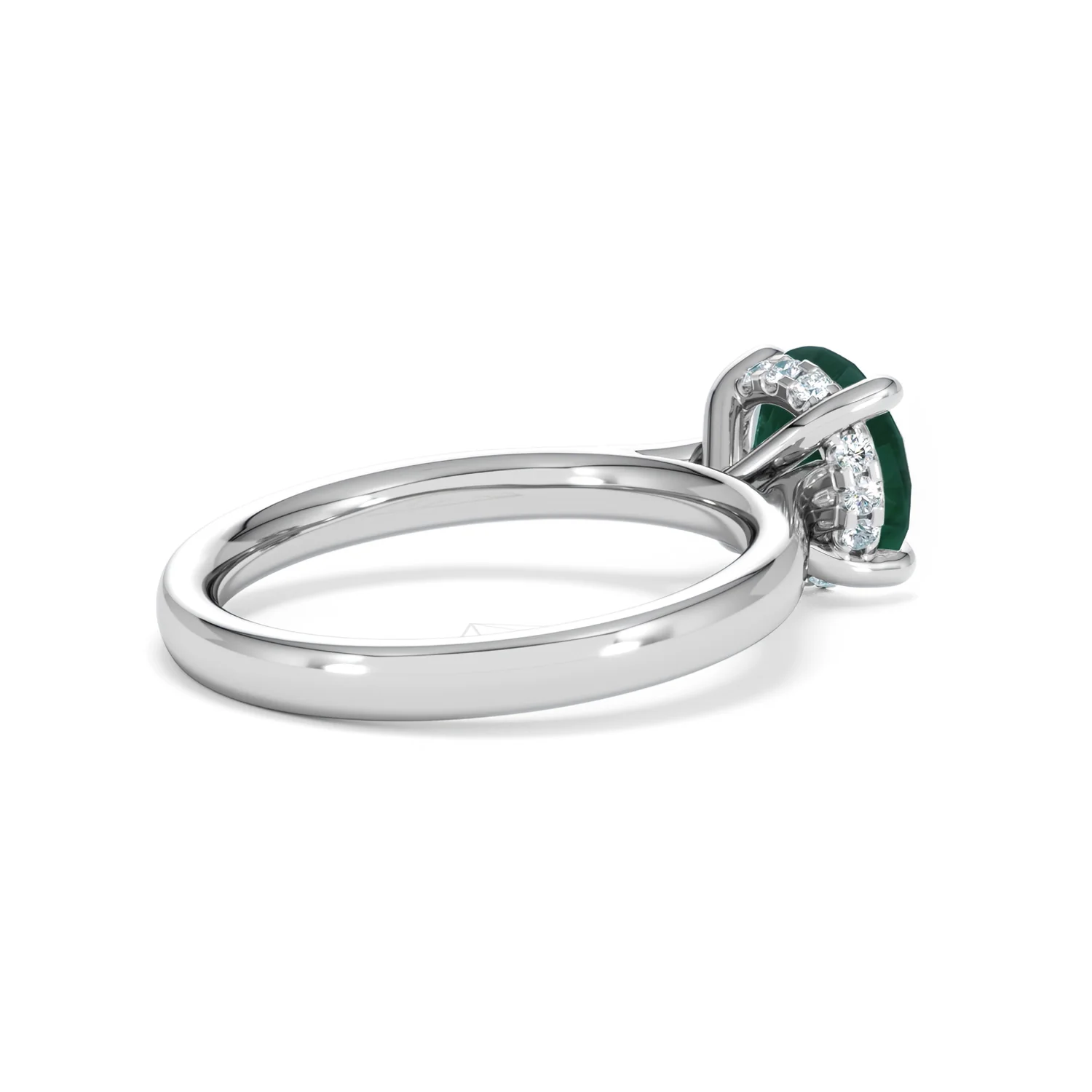 Amora Gem 2.00ct Round Cut Lab Emerald Hidden Halo Engagement Ring in 18K White Gold - Image 36