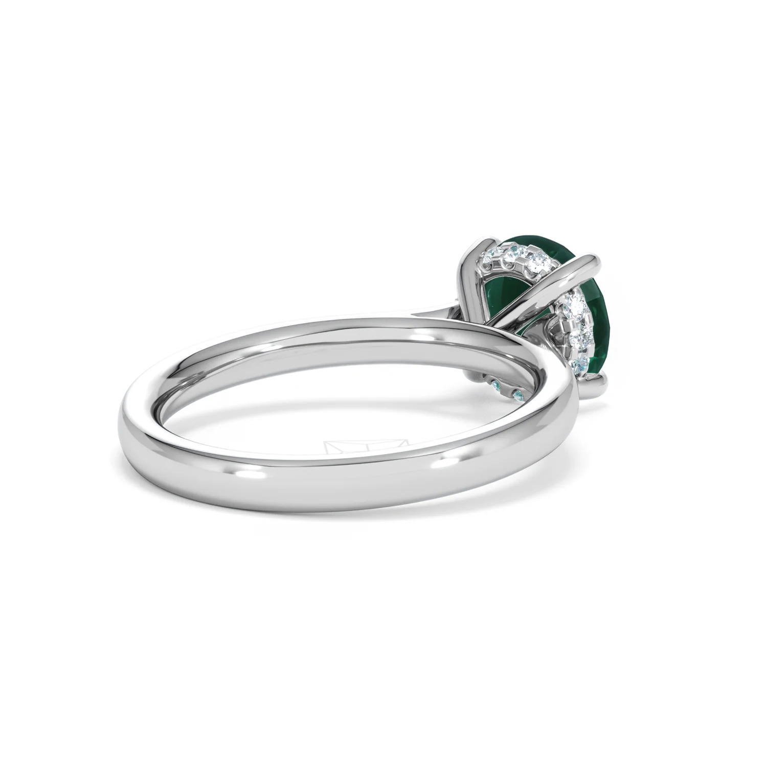 Amora Gem 2.00ct Round Cut Lab Emerald Hidden Halo Engagement Ring in 18K White Gold - Image 39