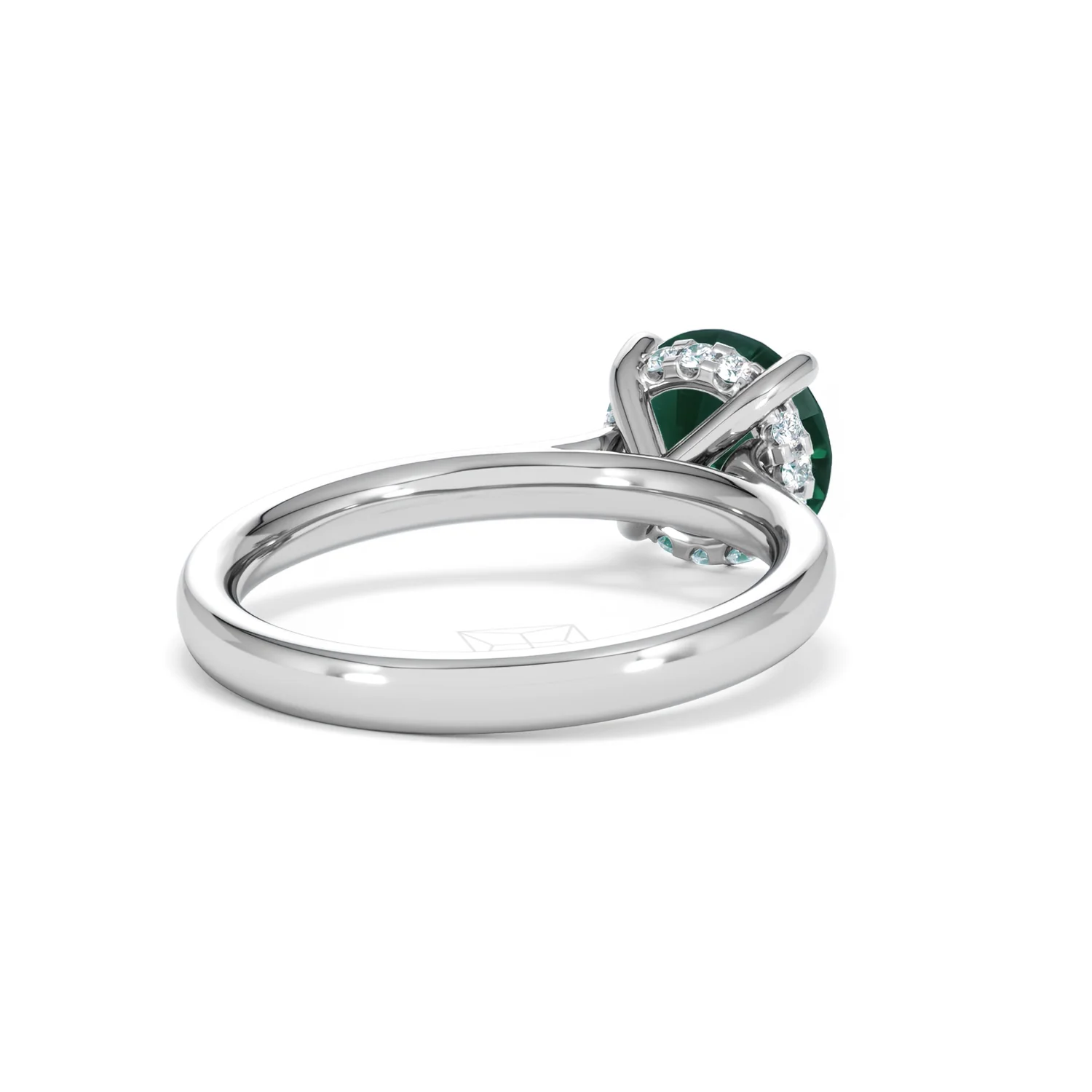 Amora Gem 2.00ct Round Cut Lab Emerald Hidden Halo Engagement Ring in 18K White Gold - Image 41