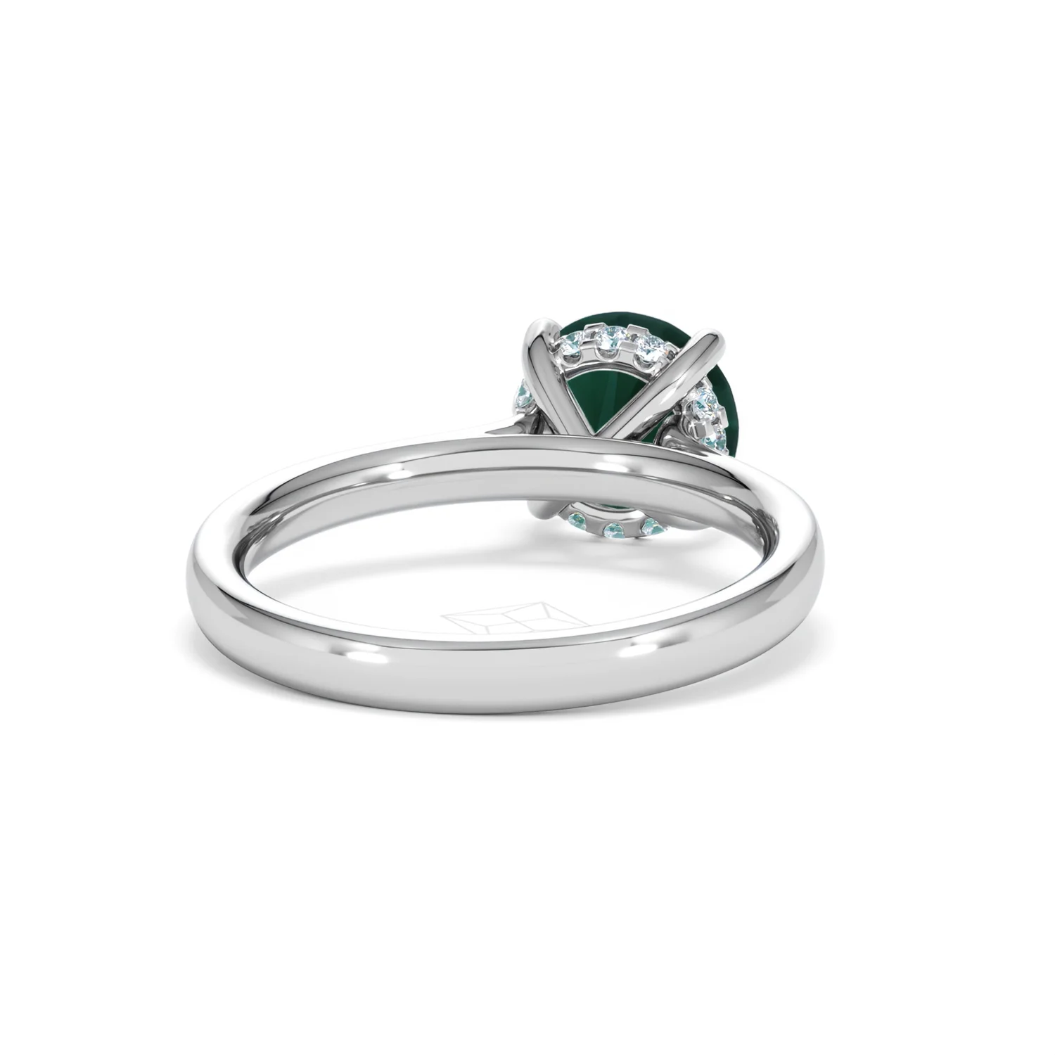 Amora Gem 2.00ct Round Cut Lab Emerald Hidden Halo Engagement Ring in 18K White Gold - Image 44