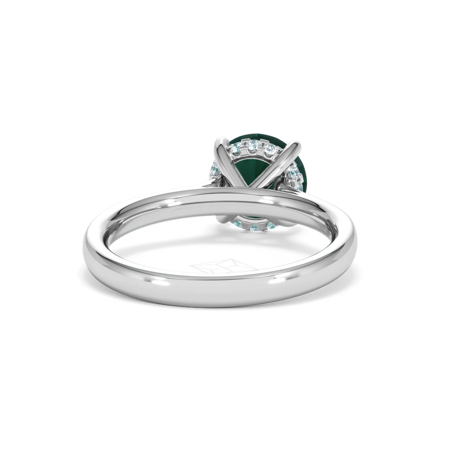 Amora Gem 2.00ct Round Cut Lab Emerald Hidden Halo Engagement Ring in 18K White Gold - Image 45