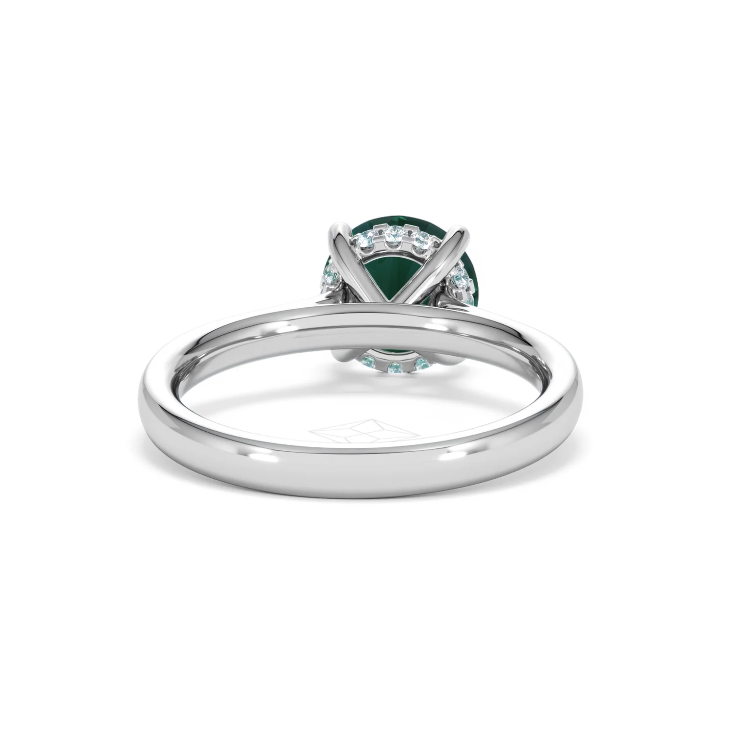 Amora Gem 2.00ct Round Cut Lab Emerald Hidden Halo Engagement Ring in 18K White Gold - Image 46