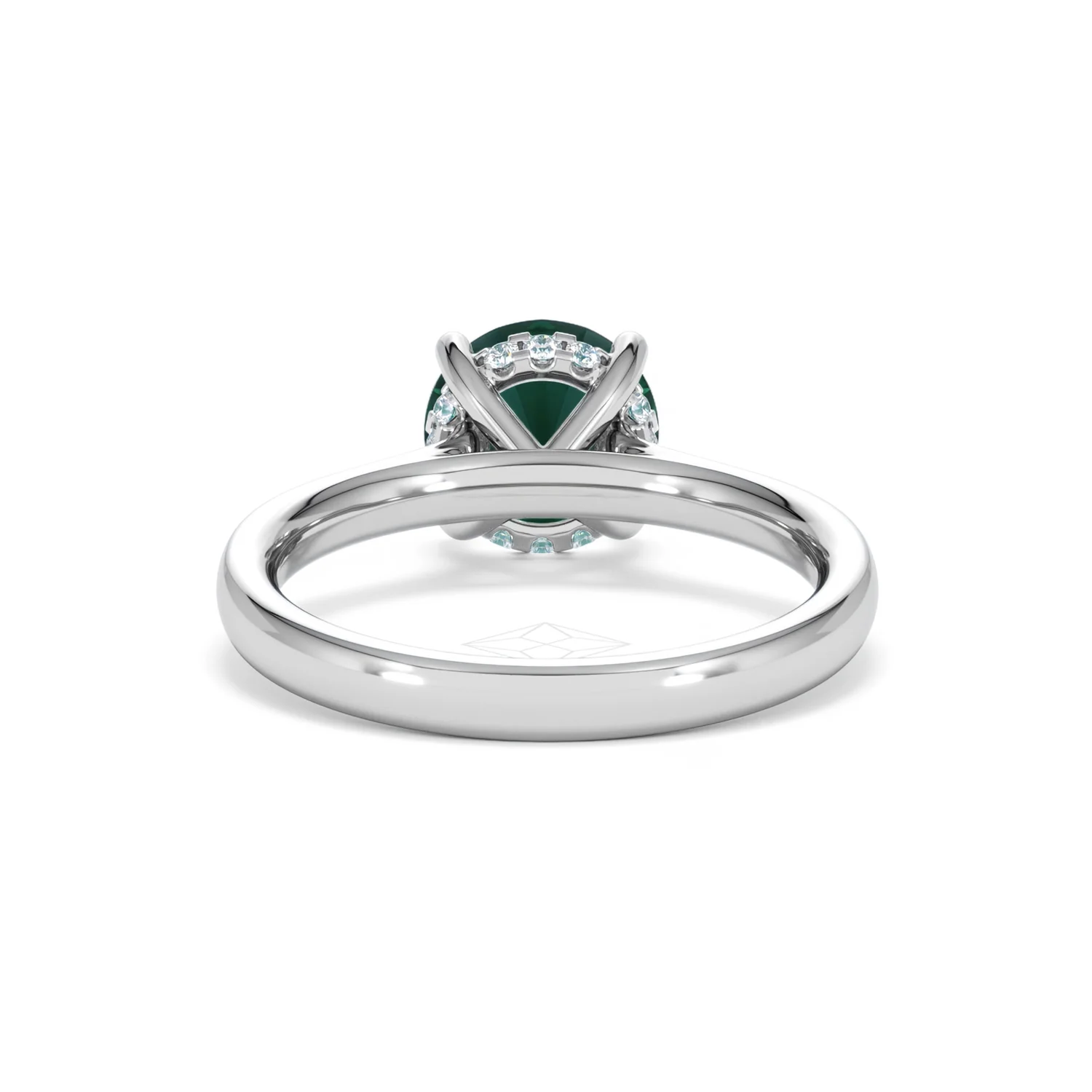 Amora Gem 2.00ct Round Cut Lab Emerald Hidden Halo Engagement Ring in 18K White Gold - Image 48