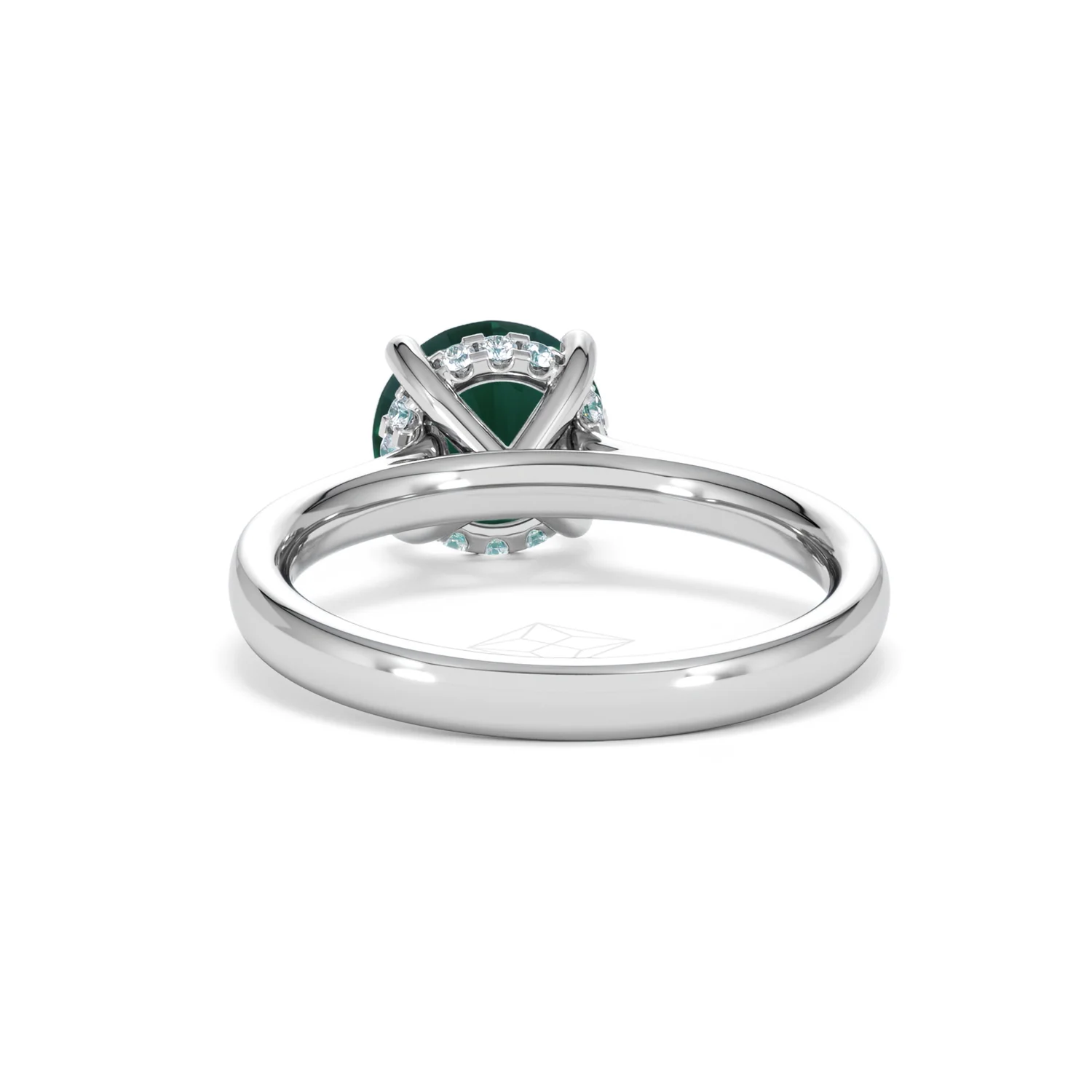 Amora Gem 2.00ct Round Cut Lab Emerald Hidden Halo Engagement Ring in 18K White Gold - Image 50