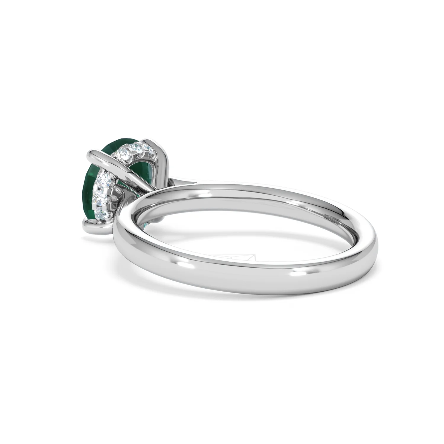 Amora Gem 2.00ct Round Cut Lab Emerald Hidden Halo Engagement Ring in 18K White Gold - Image 58