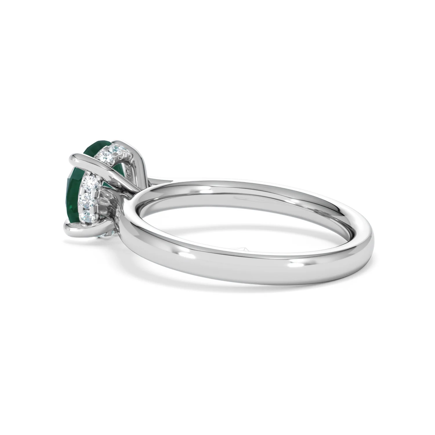 Amora Gem 2.00ct Round Cut Lab Emerald Hidden Halo Engagement Ring in 18K White Gold - Image 61