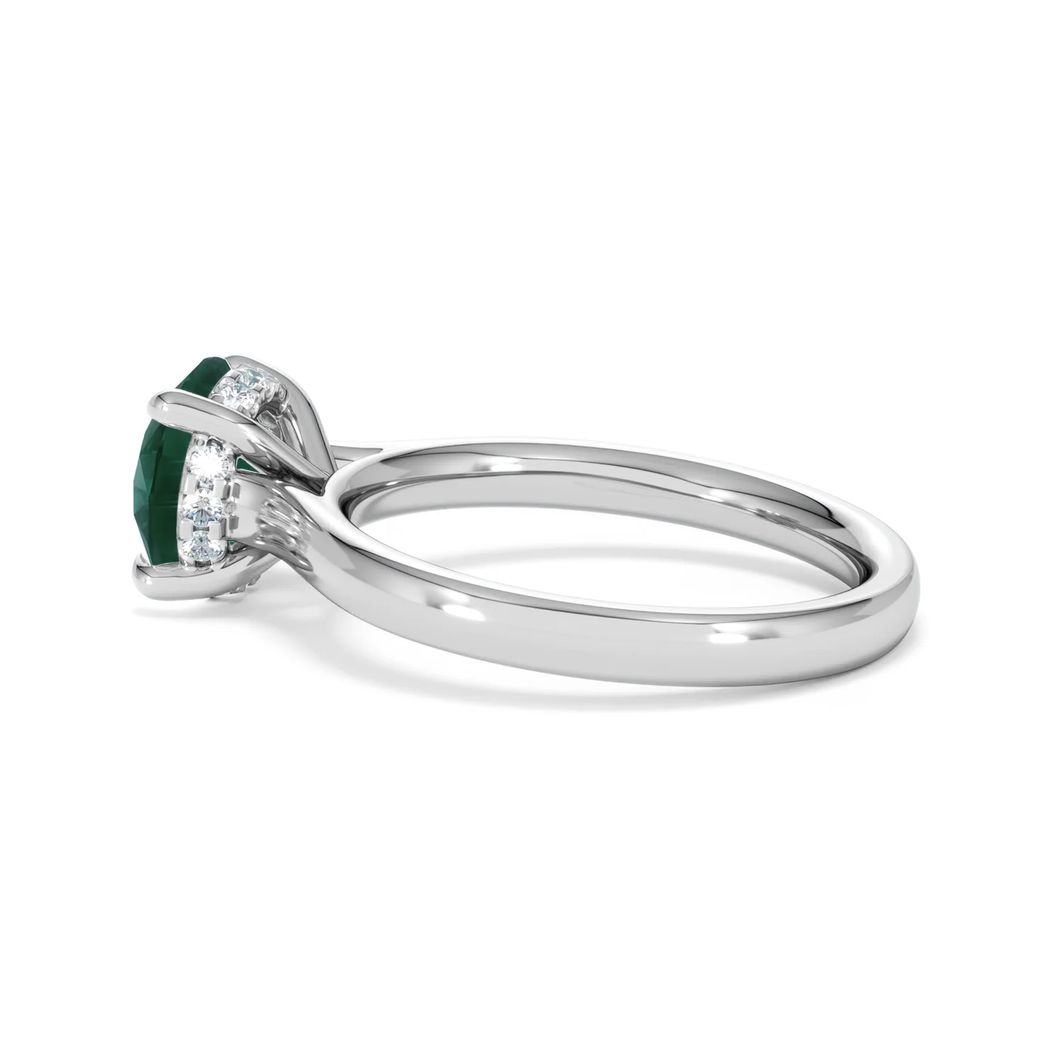 Amora Gem 2.00ct Round Cut Lab Emerald Hidden Halo Engagement Ring in 18K White Gold - Image 64