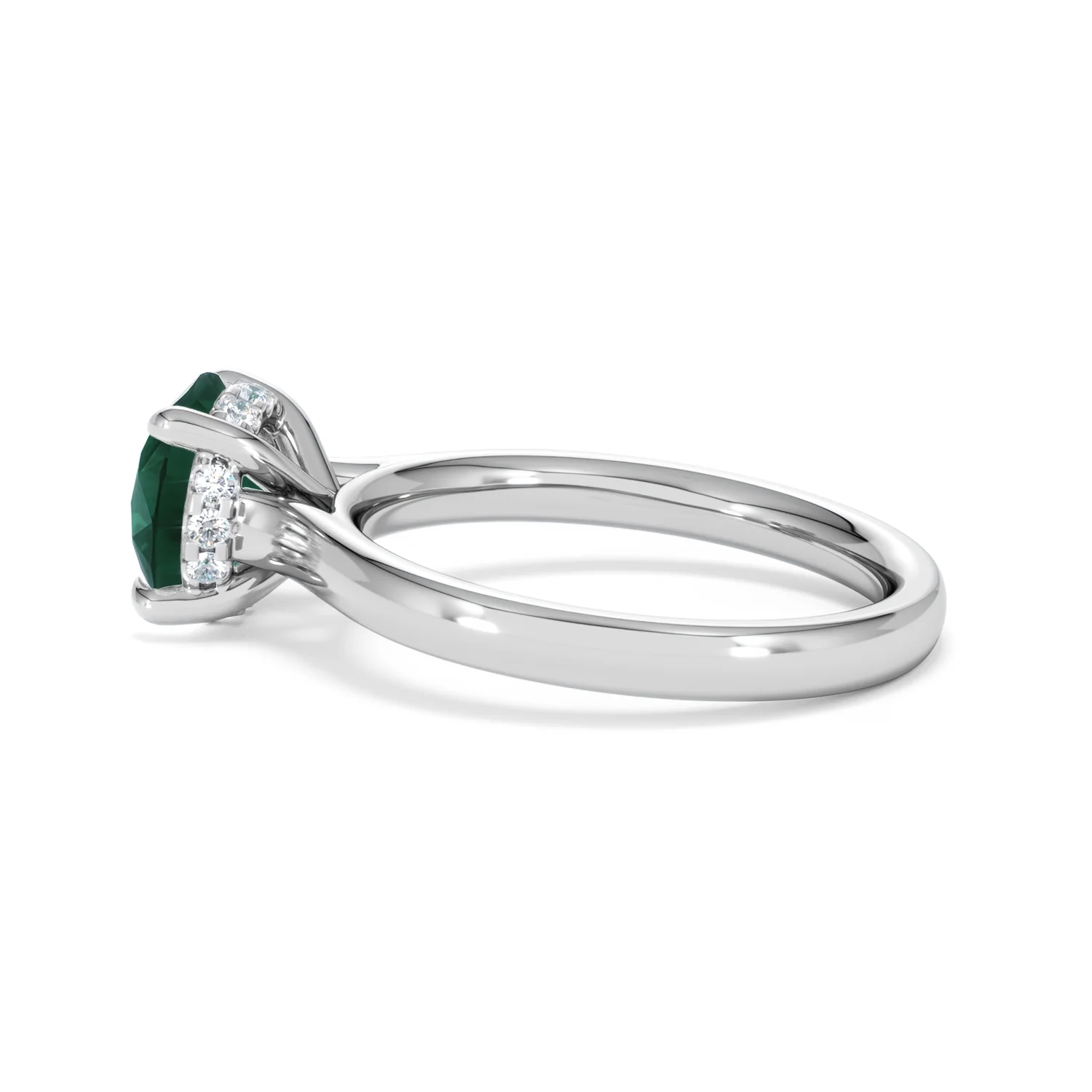 Amora Gem 2.00ct Round Cut Lab Emerald Hidden Halo Engagement Ring in 18K White Gold - Image 65