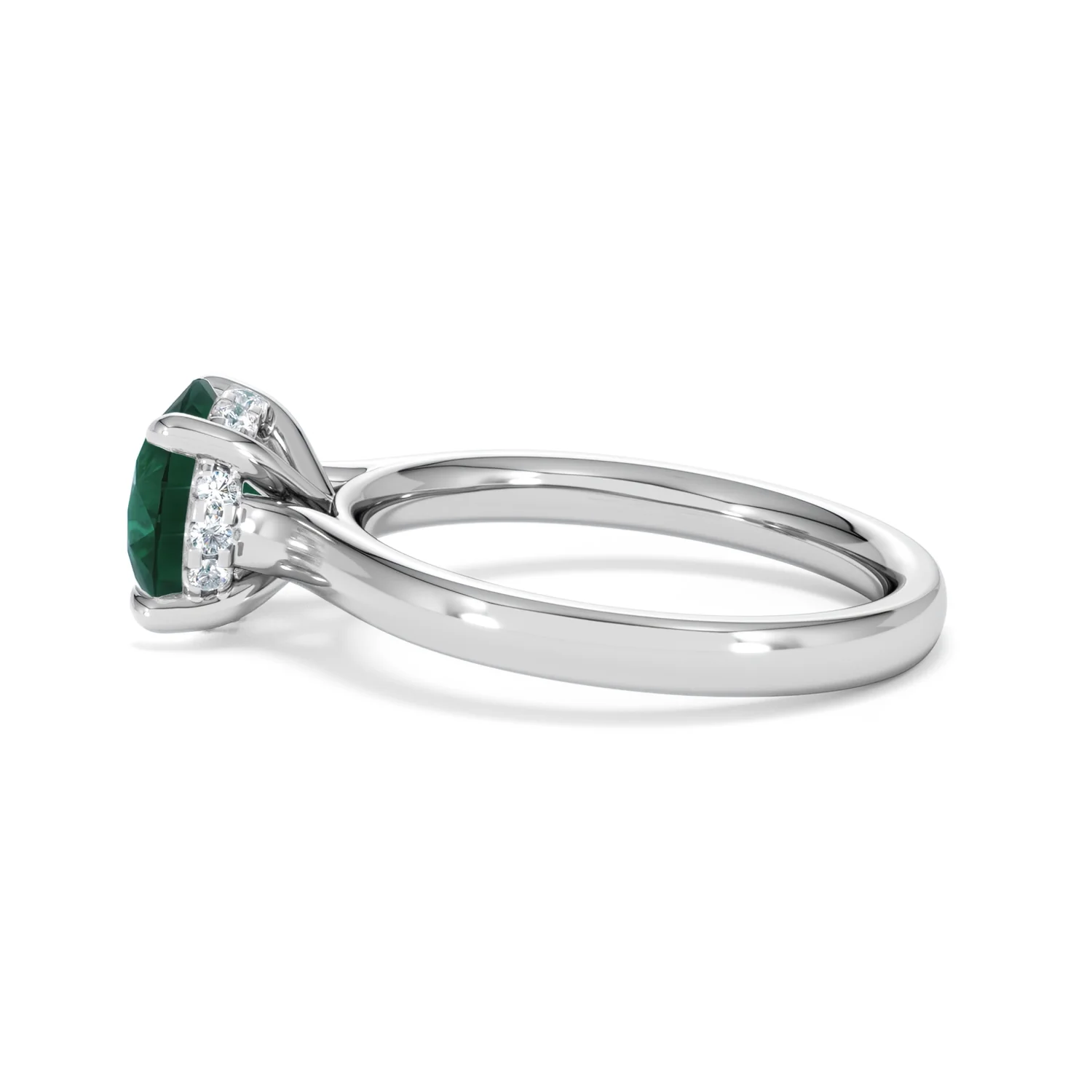 Amora Gem 2.00ct Round Cut Lab Emerald Hidden Halo Engagement Ring in 18K White Gold - Image 66