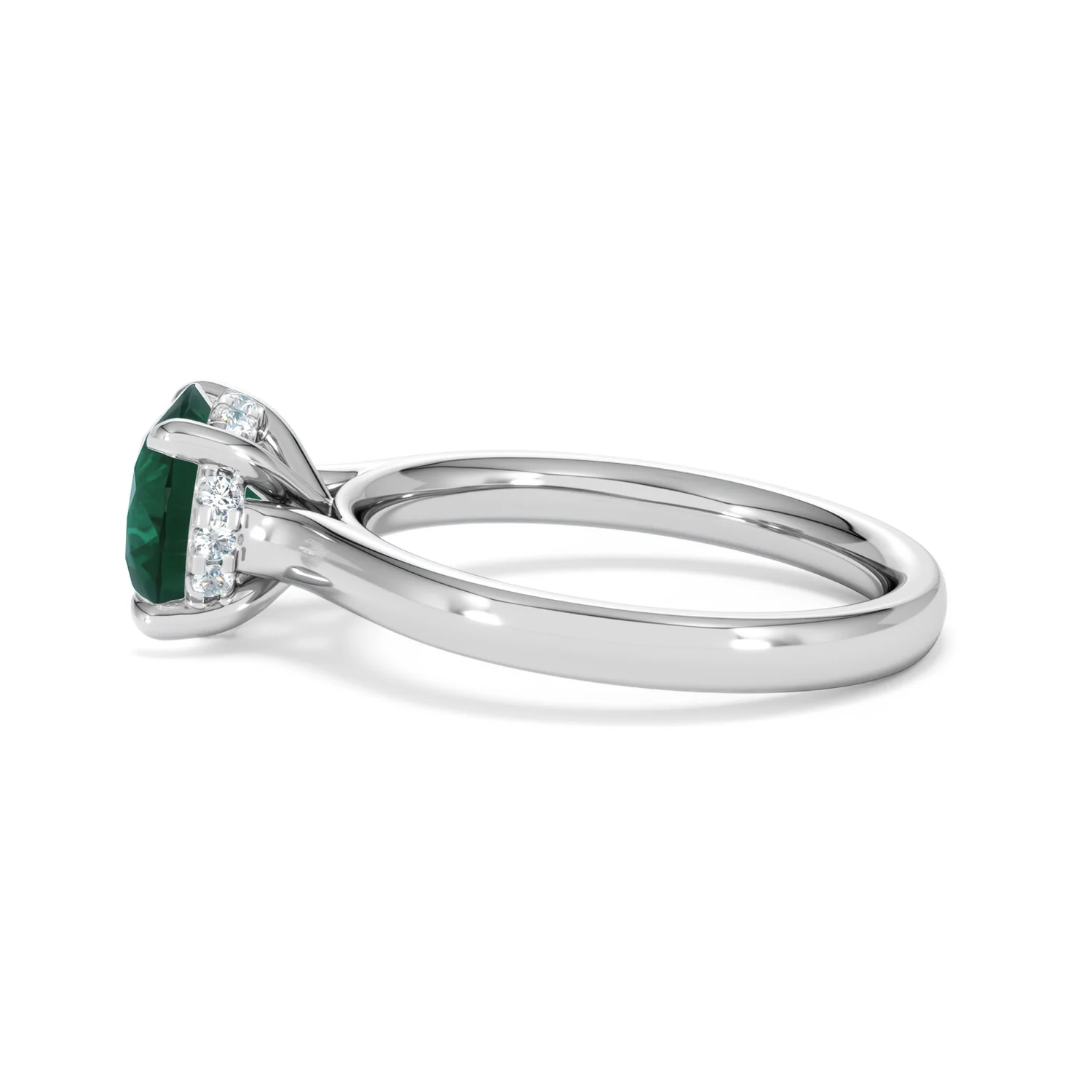 Amora Gem 2.00ct Round Cut Lab Emerald Hidden Halo Engagement Ring in 18K White Gold - Image 67