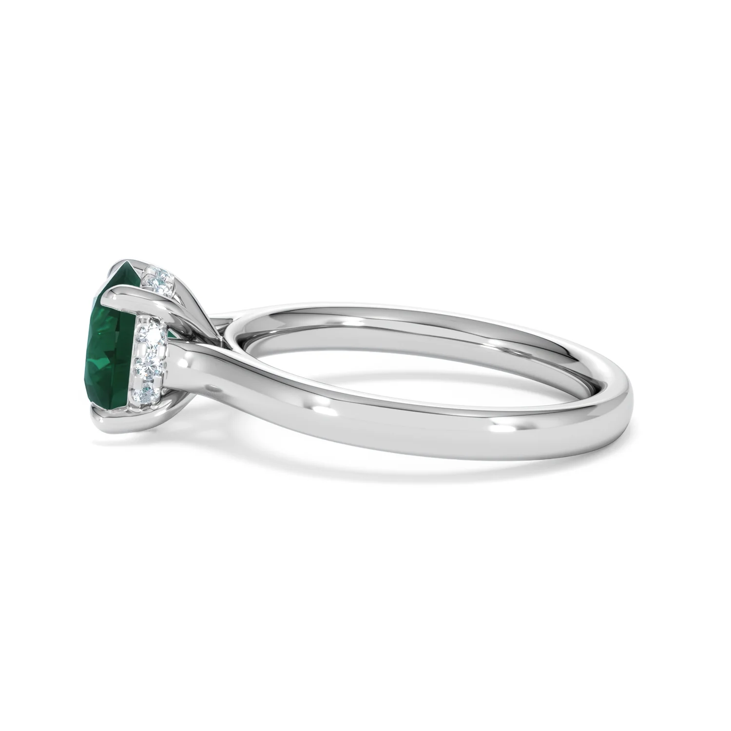 Amora Gem 2.00ct Round Cut Lab Emerald Hidden Halo Engagement Ring in 18K White Gold - Image 68